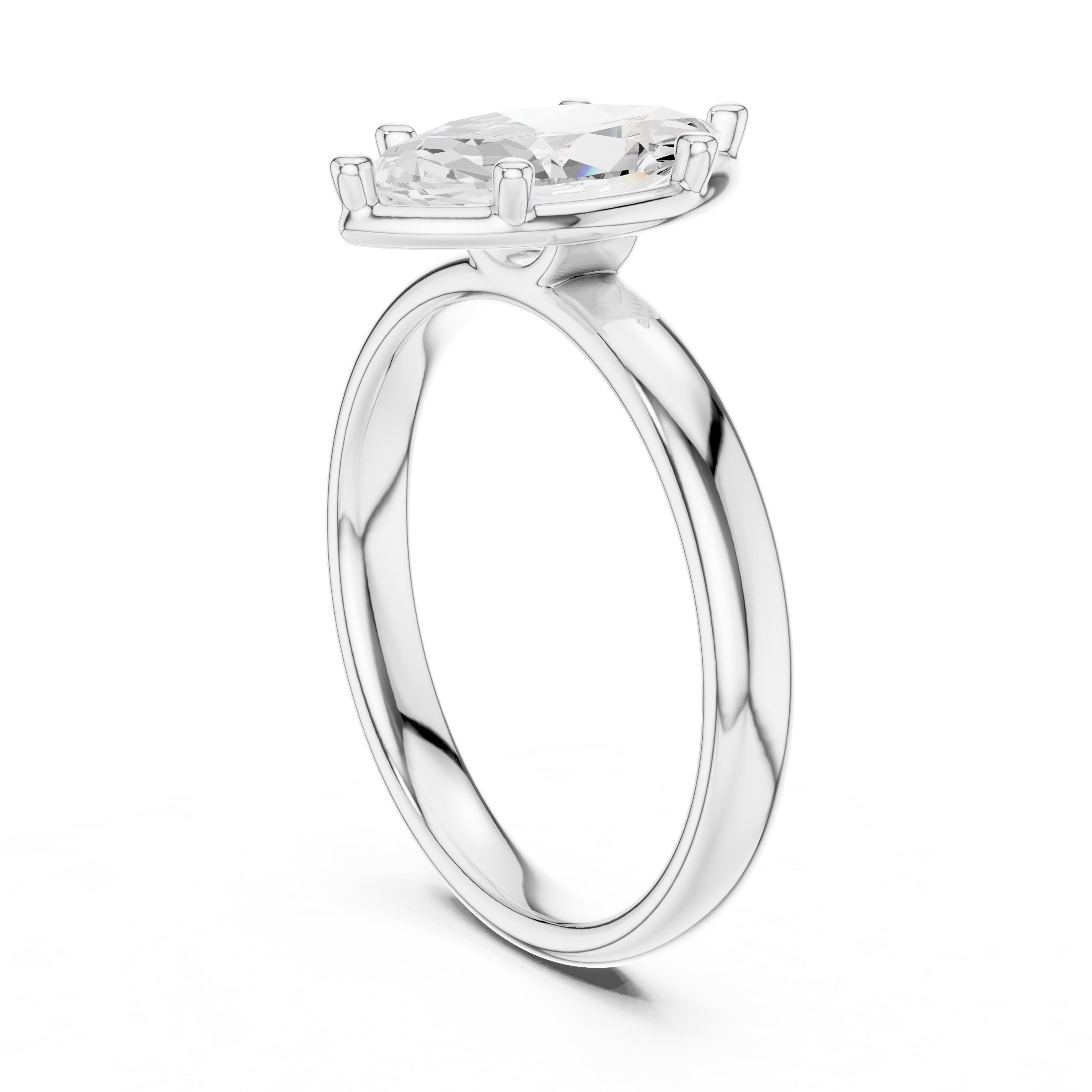 1.50 ct Golden Pillar Solitaire 1.5ct White Gold Marquise