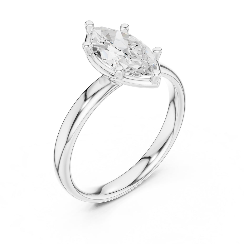 1.50 ct Golden Pillar Solitaire 1.5ct White Gold Marquise