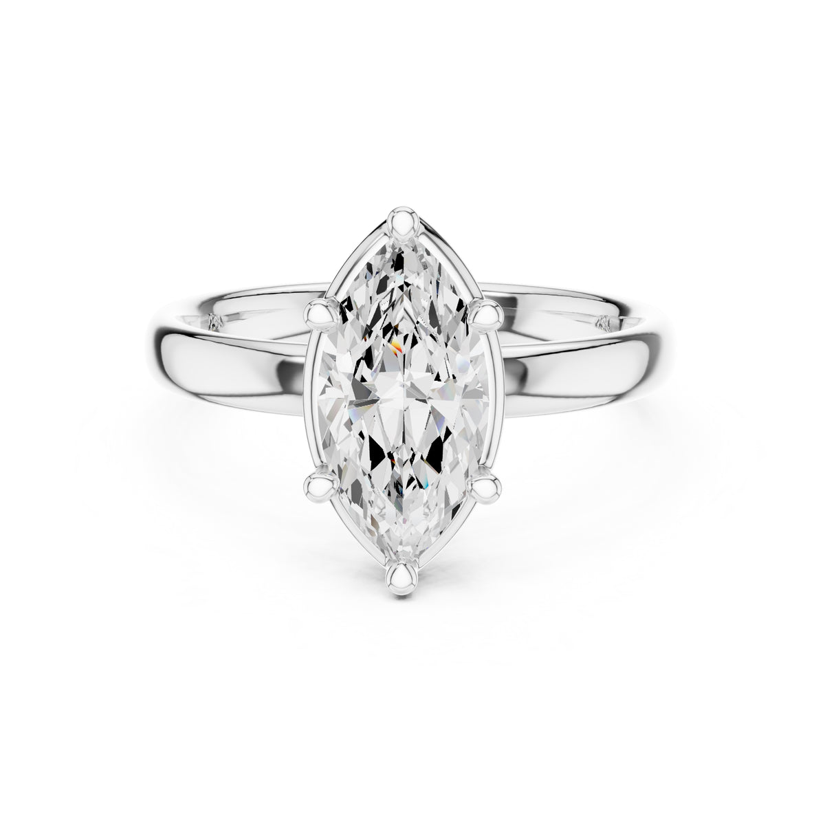 1.50 ct Golden Pillar Solitaire 1.5ct White Gold Marquise
