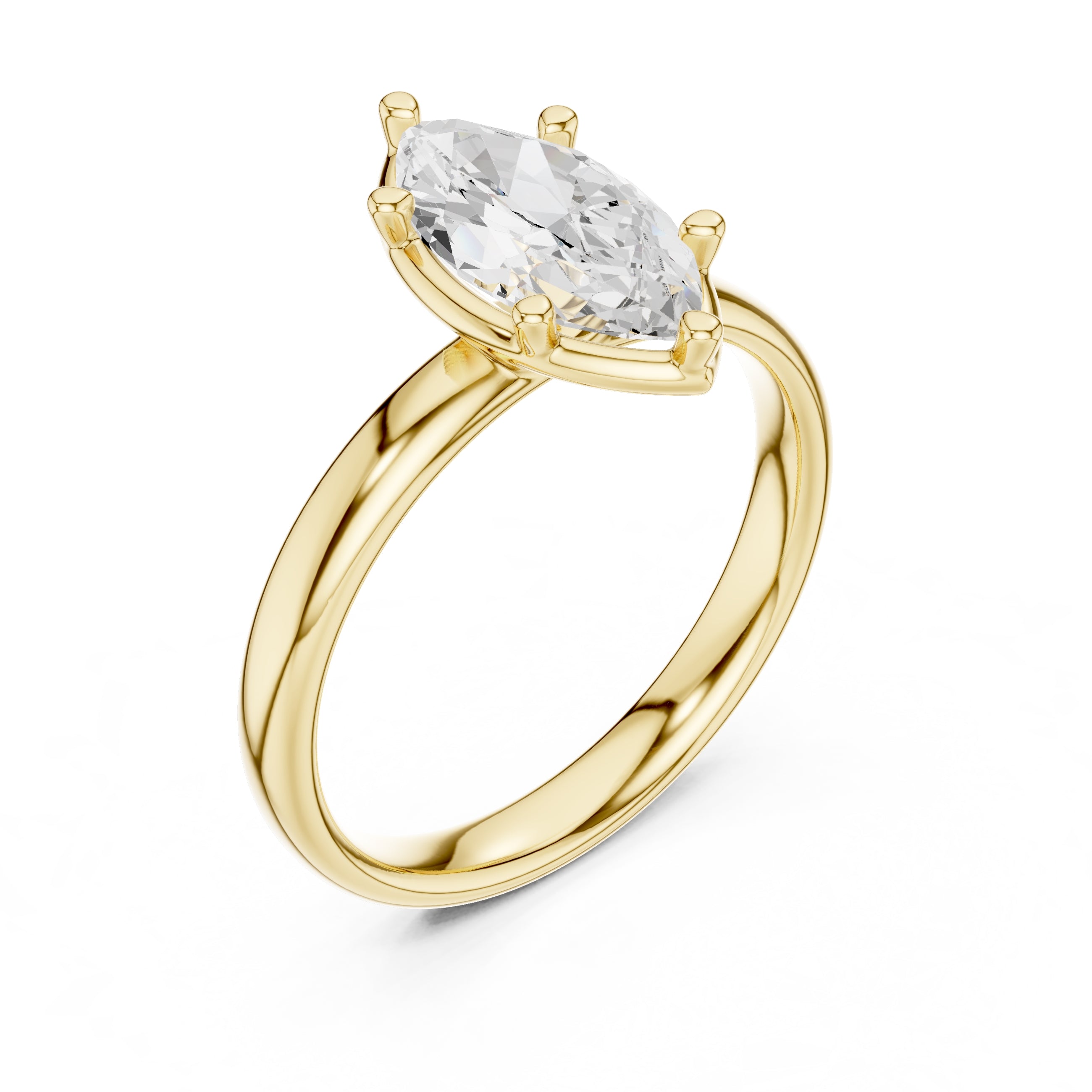 1.50 ct Golden Pillar Solitaire 1.5ct Yellow Gold Marquise