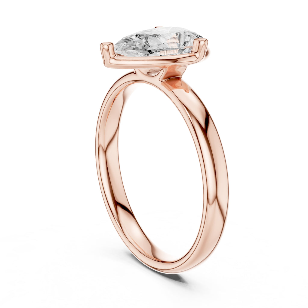 1.50 ct Golden Pillar Solitaire 1.5ct Rose Gold Pear