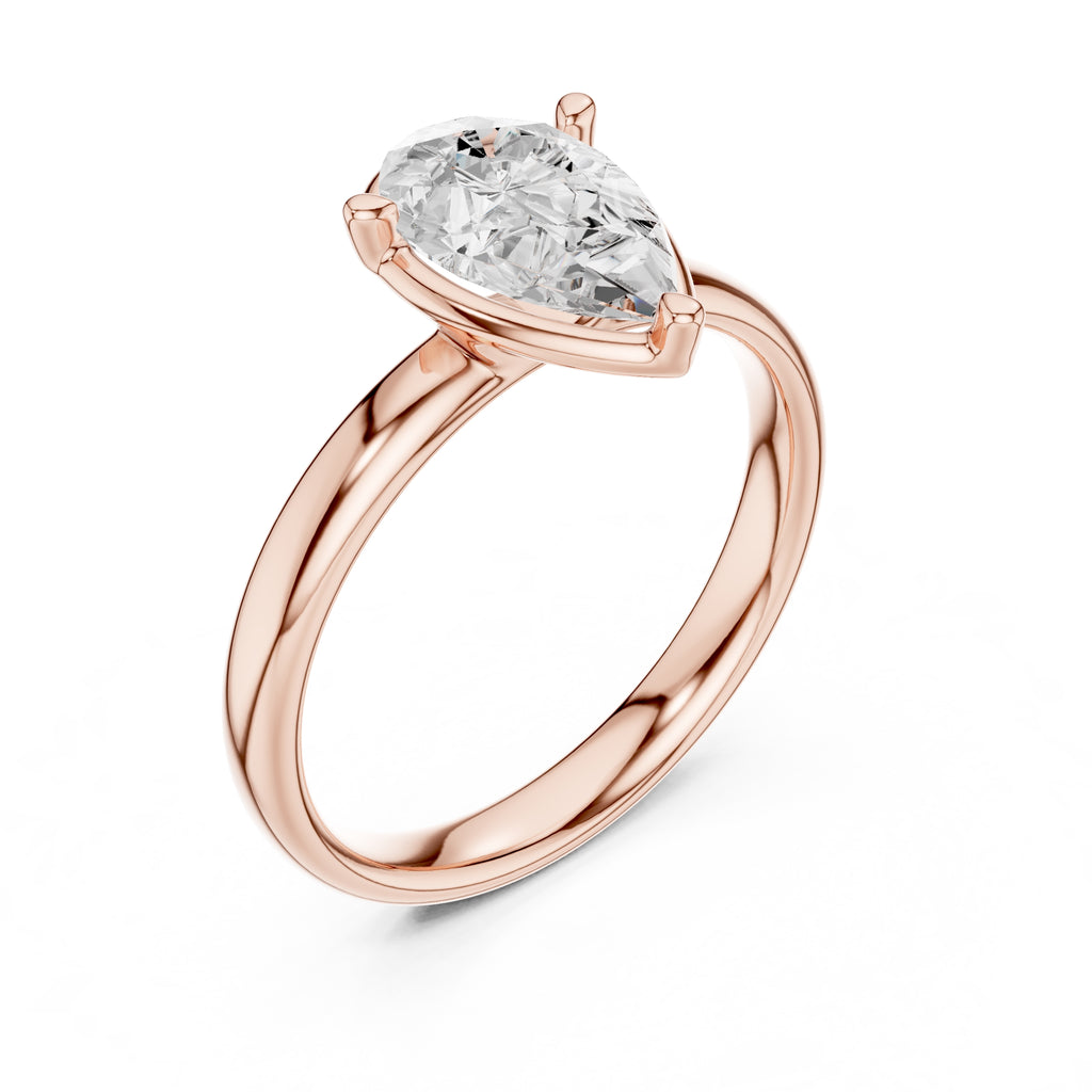 1.50 ct Golden Pillar Solitaire 1.5ct Rose Gold Pear