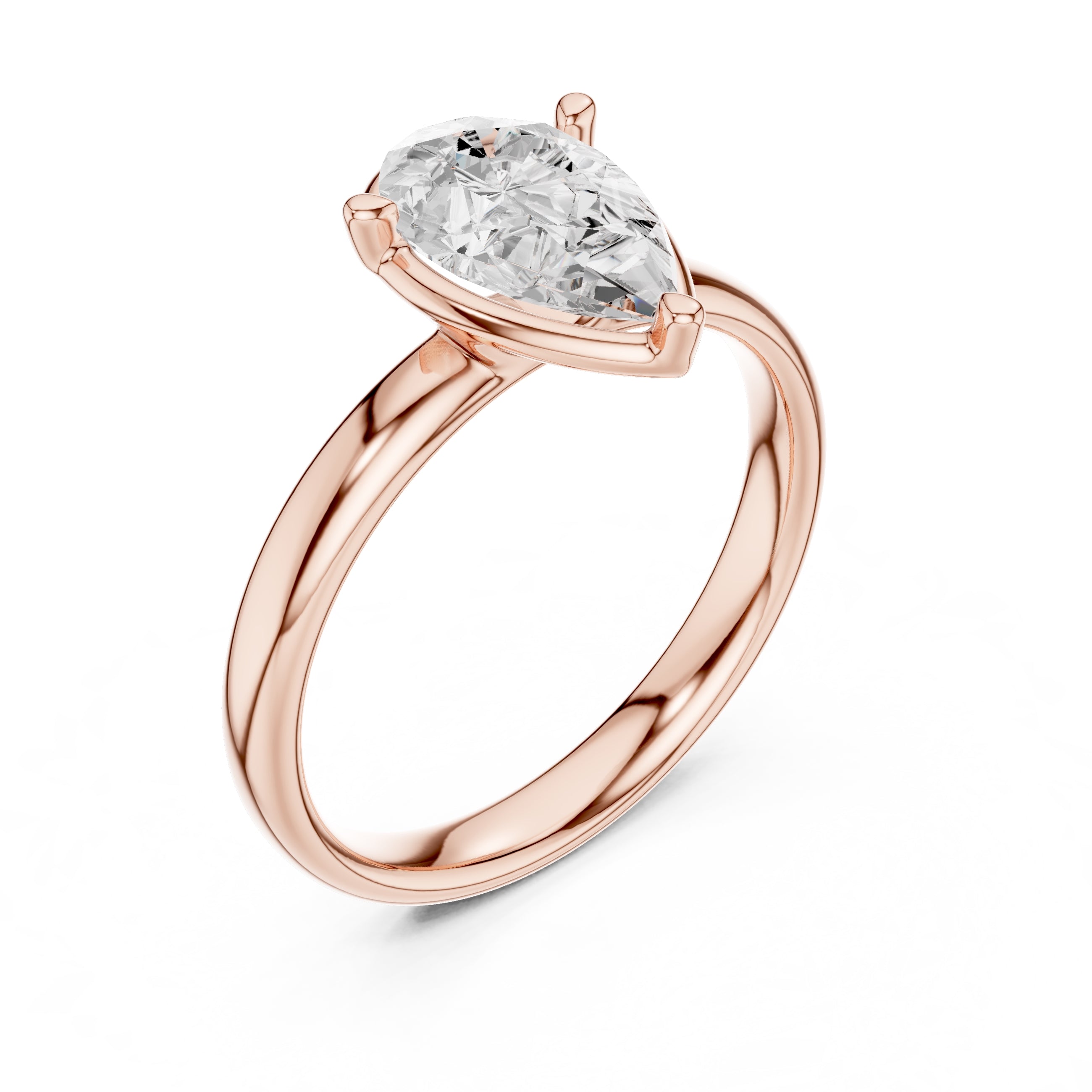 1.50 ct Golden Pillar Solitaire 1.5ct Rose Gold Pear