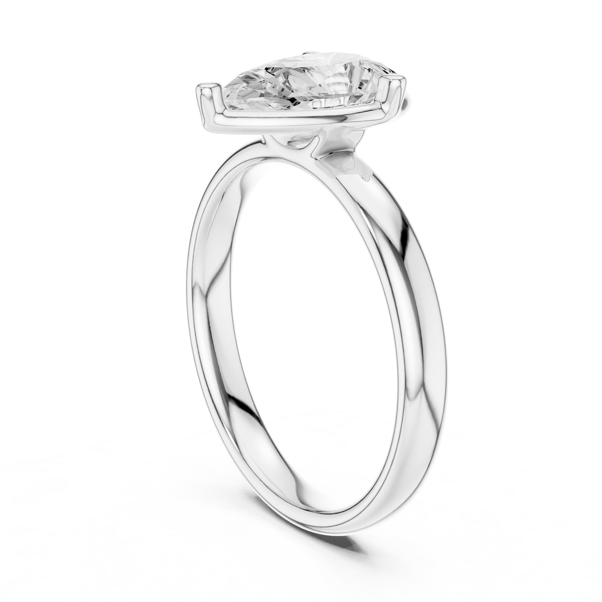 1.50 ct Golden Pillar Solitaire 1.5ct White Gold Pear