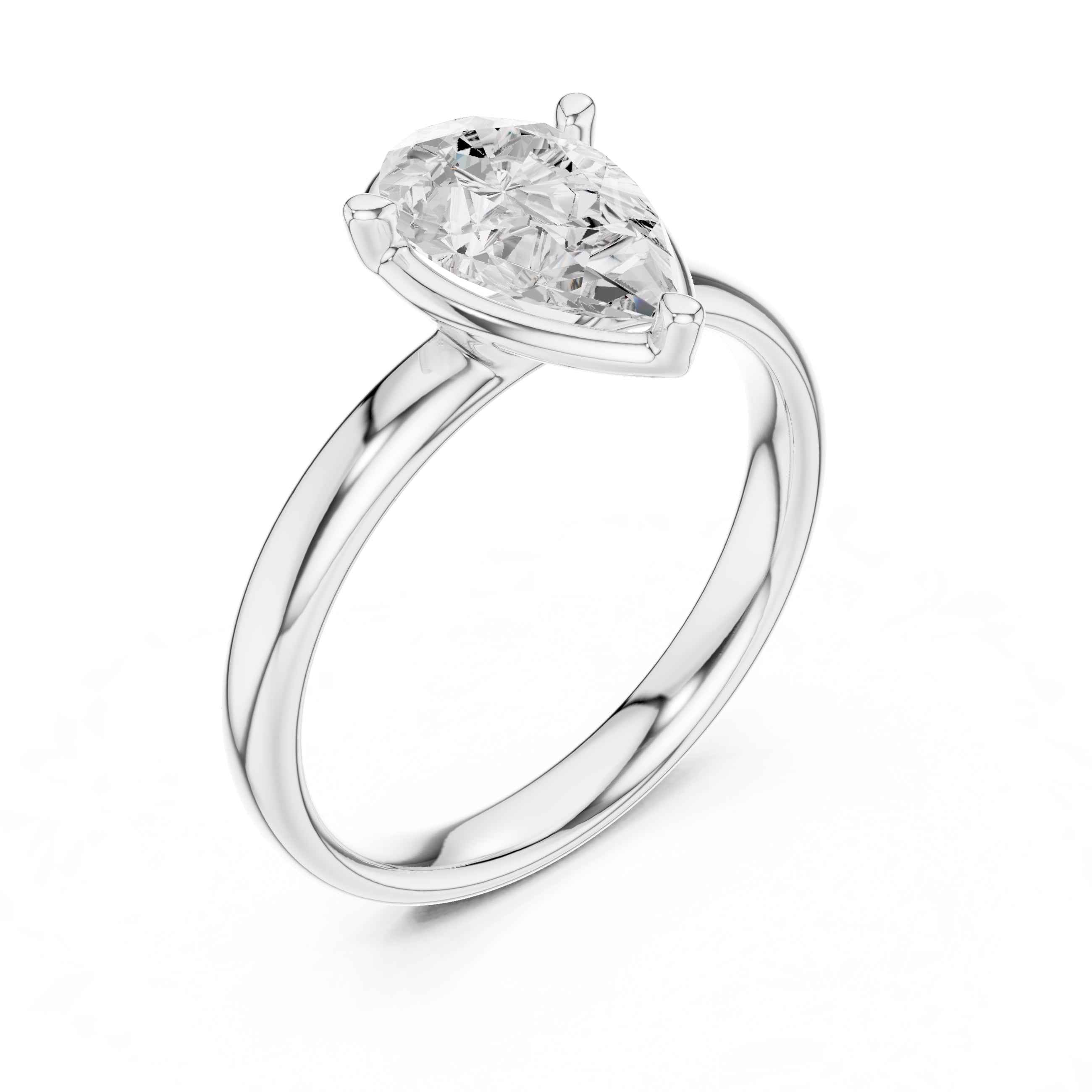 1.50 ct Golden Pillar Solitaire 1.5ct White Gold Pear