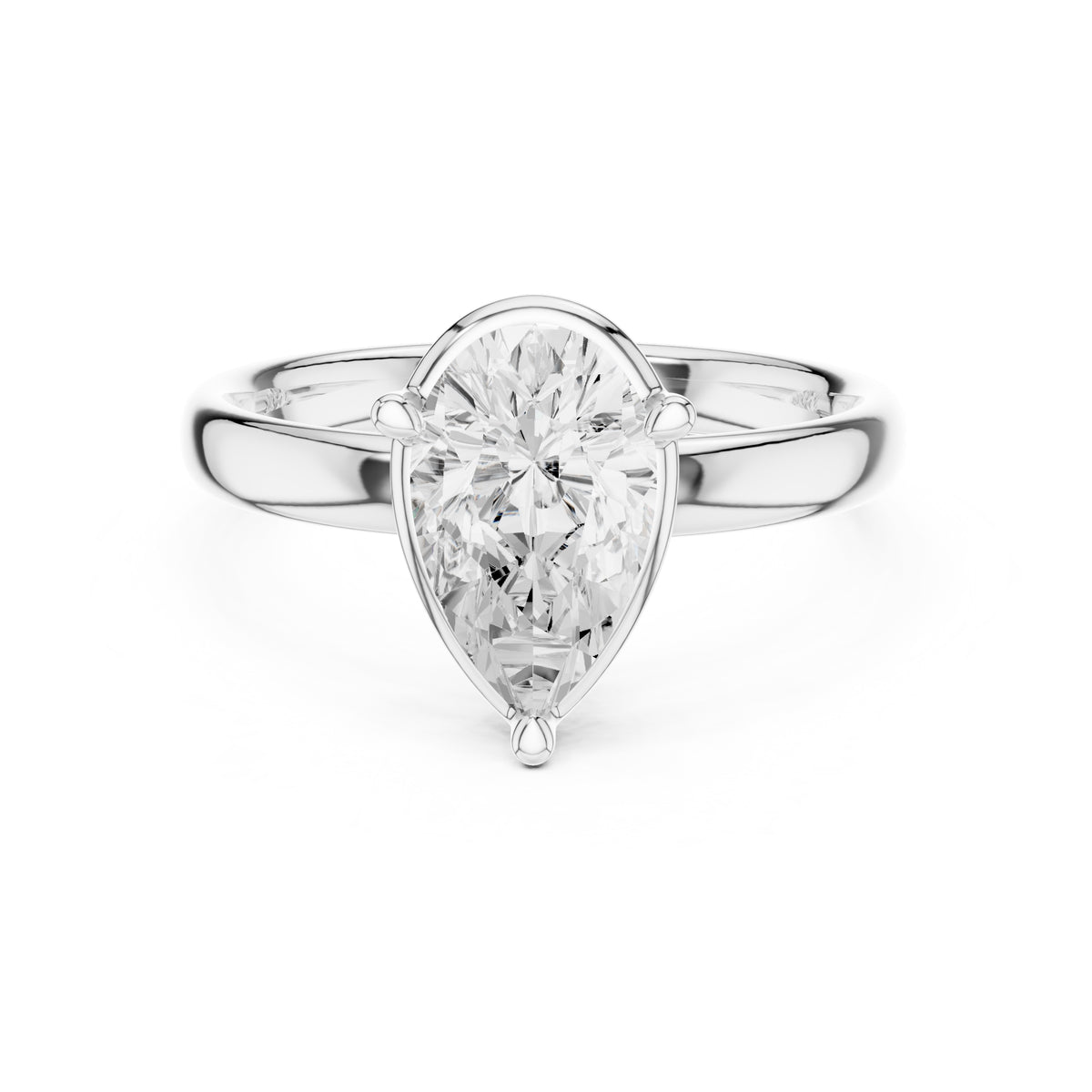 1.50 ct Golden Pillar Solitaire 1.5ct White Gold Pear