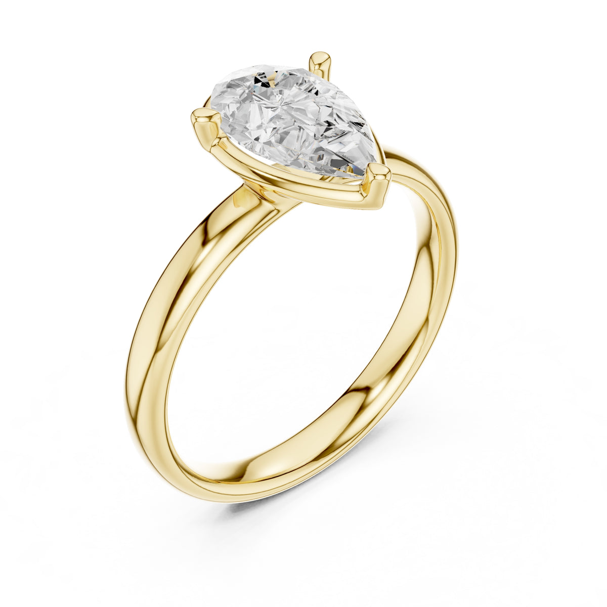 1.50 ct Golden Pillar Solitaire 1.5ct Yellow Gold Pear