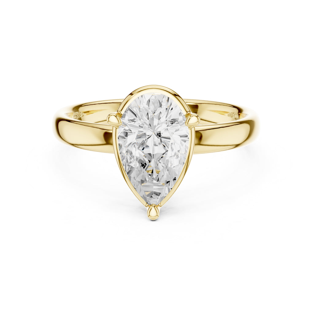 1.50 ct Golden Pillar Solitaire 1.5ct Yellow Gold Pear