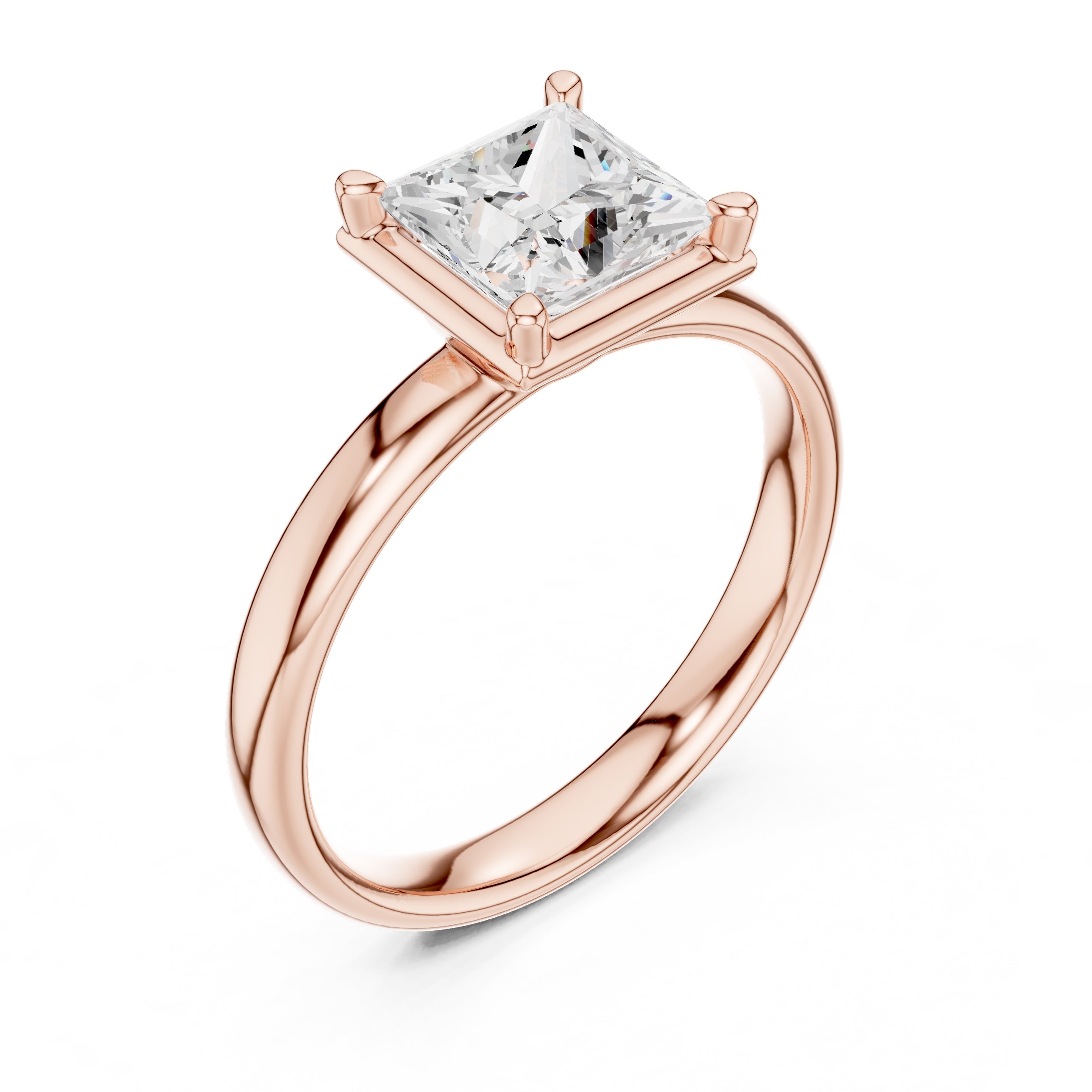1.50 ct Golden Pillar Solitaire 1.5ct Rose Gold Princess