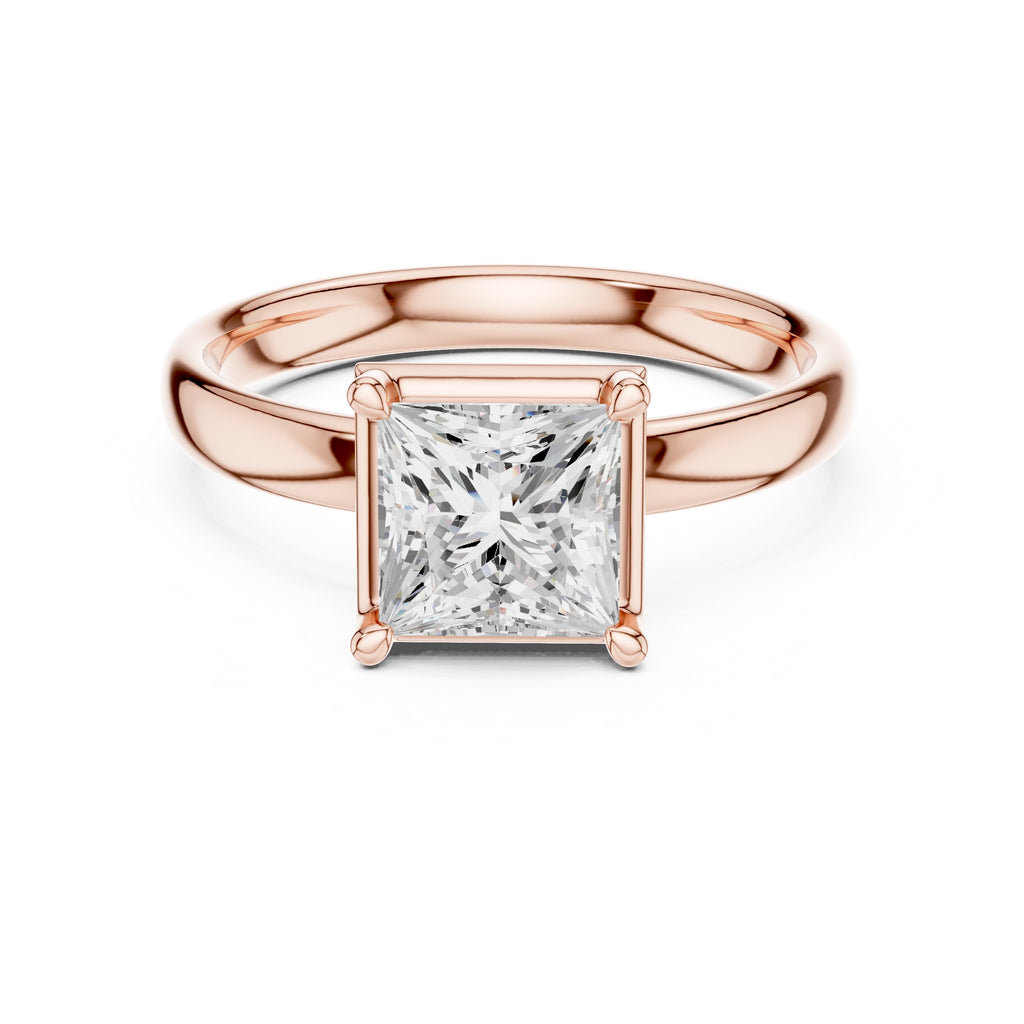 1.50 ct Golden Pillar Solitaire 1.5ct Rose Gold Princess
