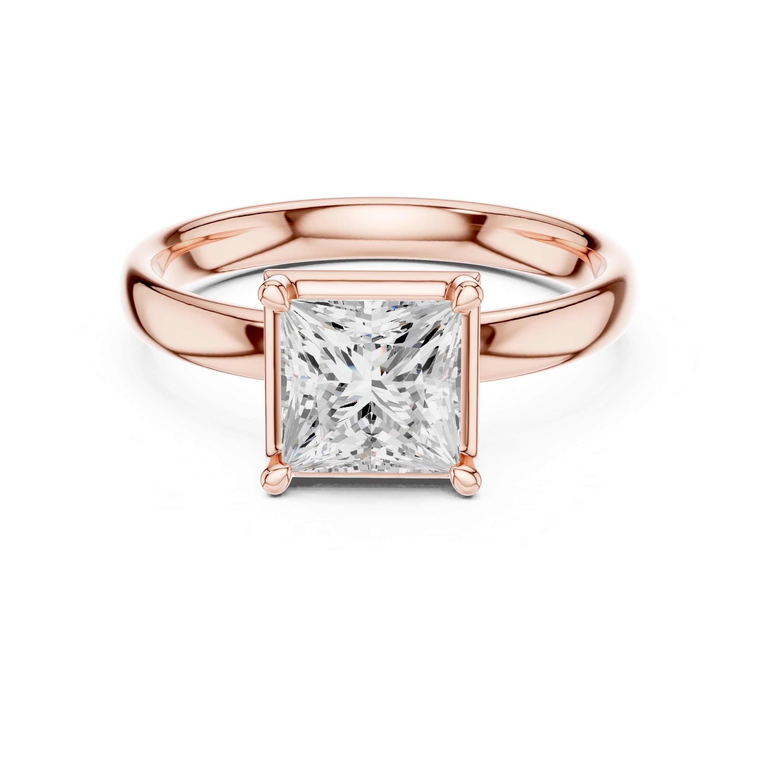1.50 ct Golden Pillar Solitaire 1.5ct Rose Gold Princess