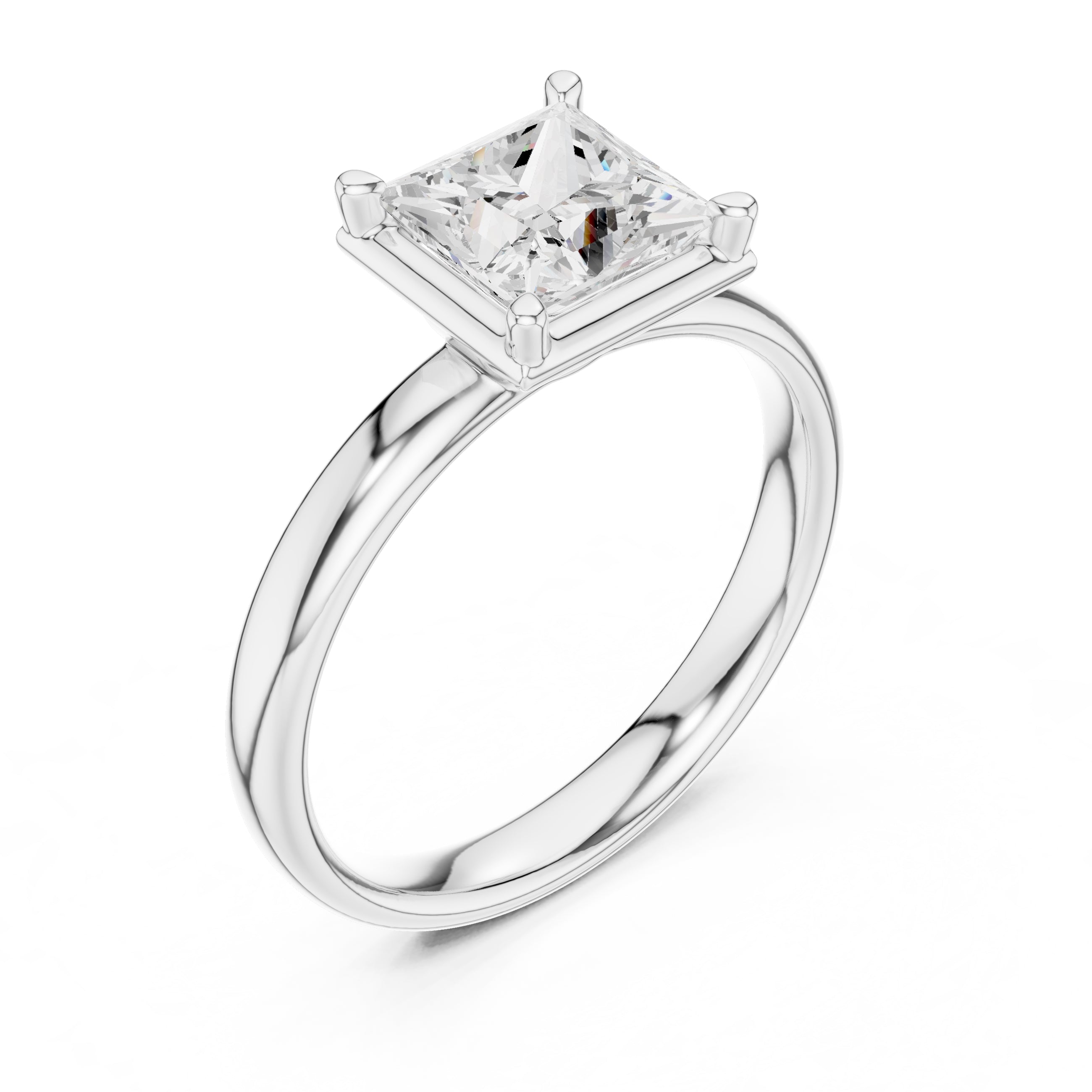 1.50 ct Golden Pillar Solitaire 1.5ct White Gold Princess