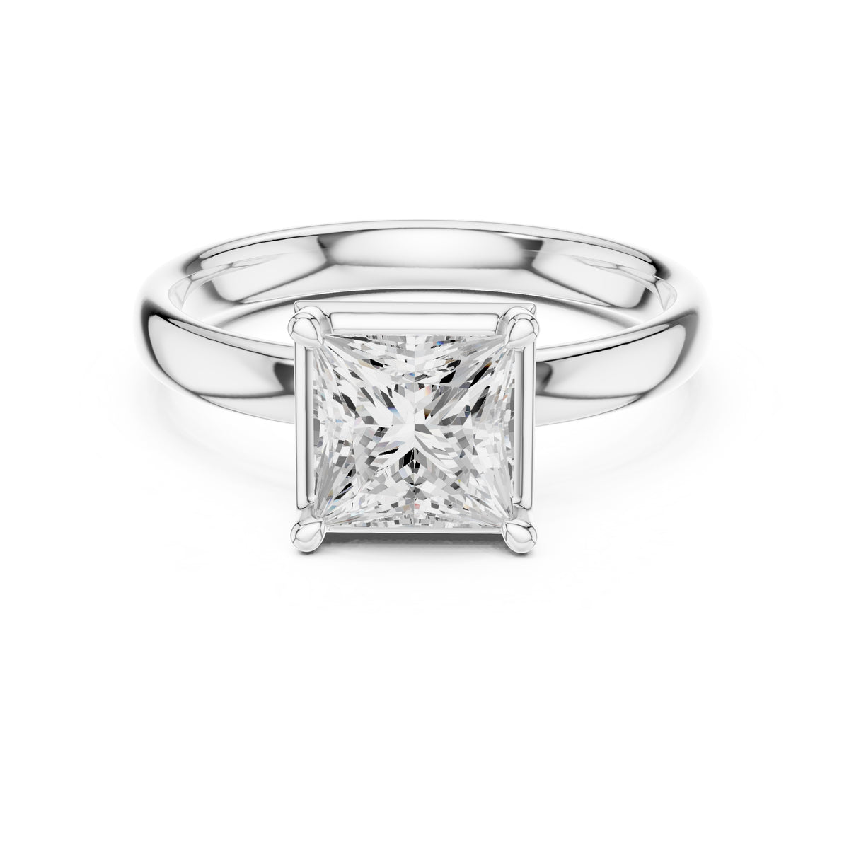 1.50 ct Golden Pillar Solitaire 1.5ct White Gold Princess