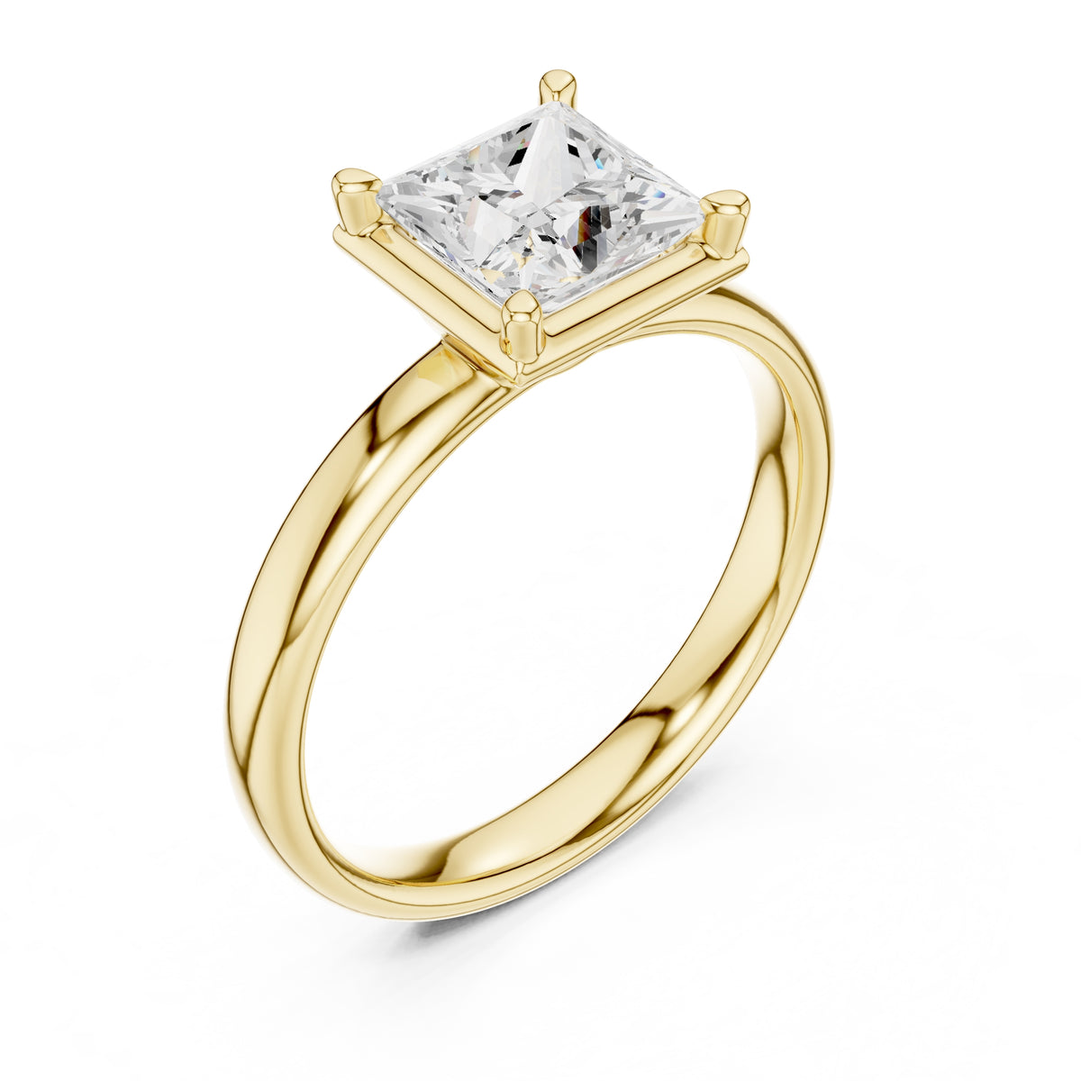 1.50 ct Golden Pillar Solitaire 1.5ct Yellow Gold Princess