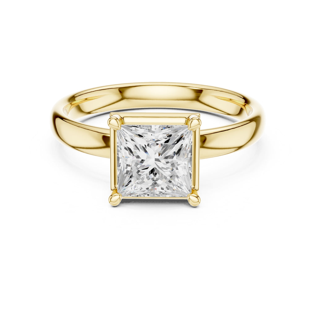 1.50 ct Golden Pillar Solitaire 1.5ct Yellow Gold Princess