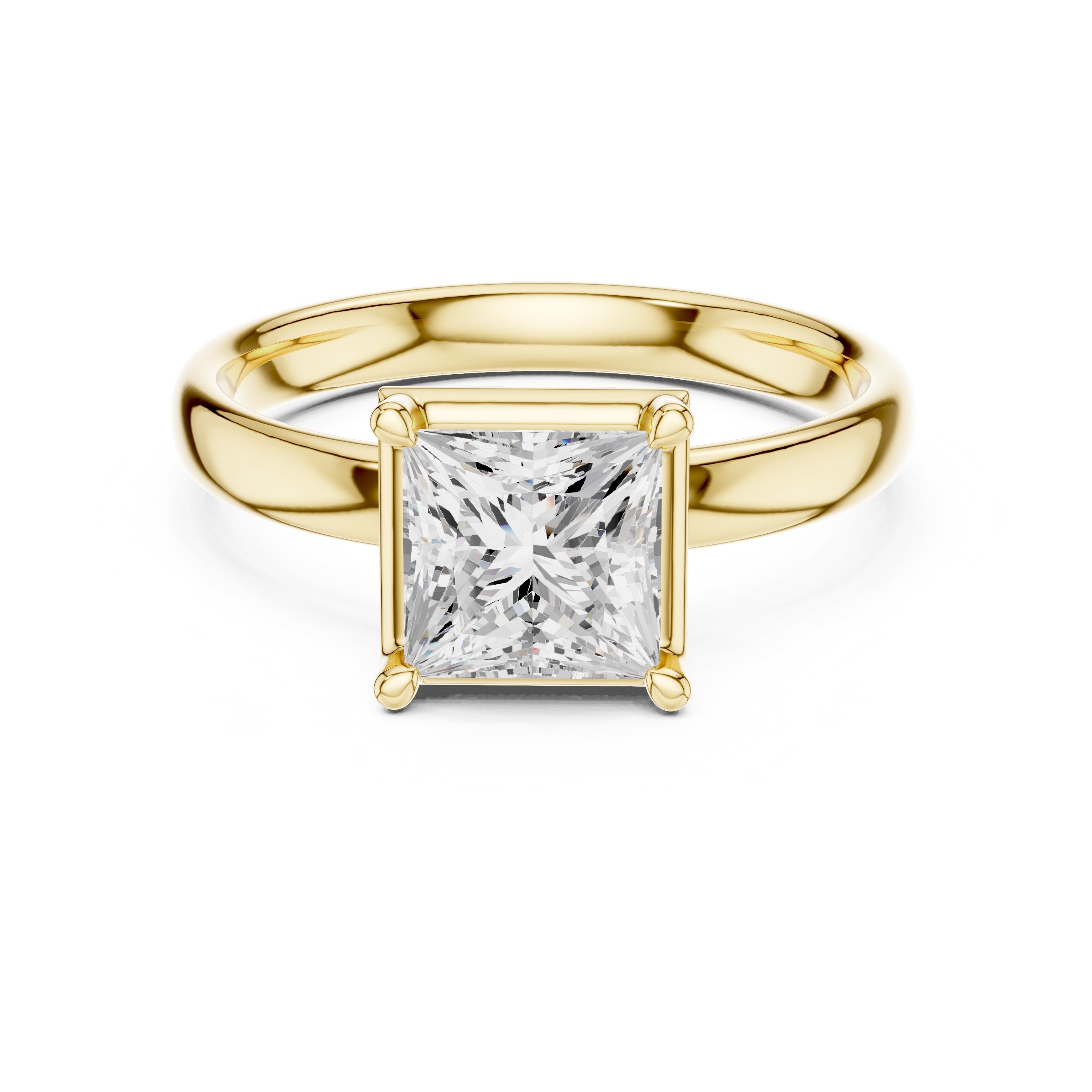 1.50 ct Golden Pillar Solitaire 1.5ct Yellow Gold Princess