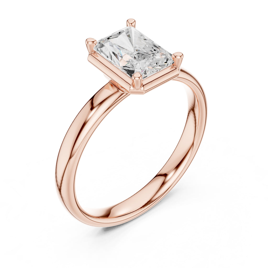 1.50 ct Golden Pillar Solitaire 1.5ct Rose Gold Radiant