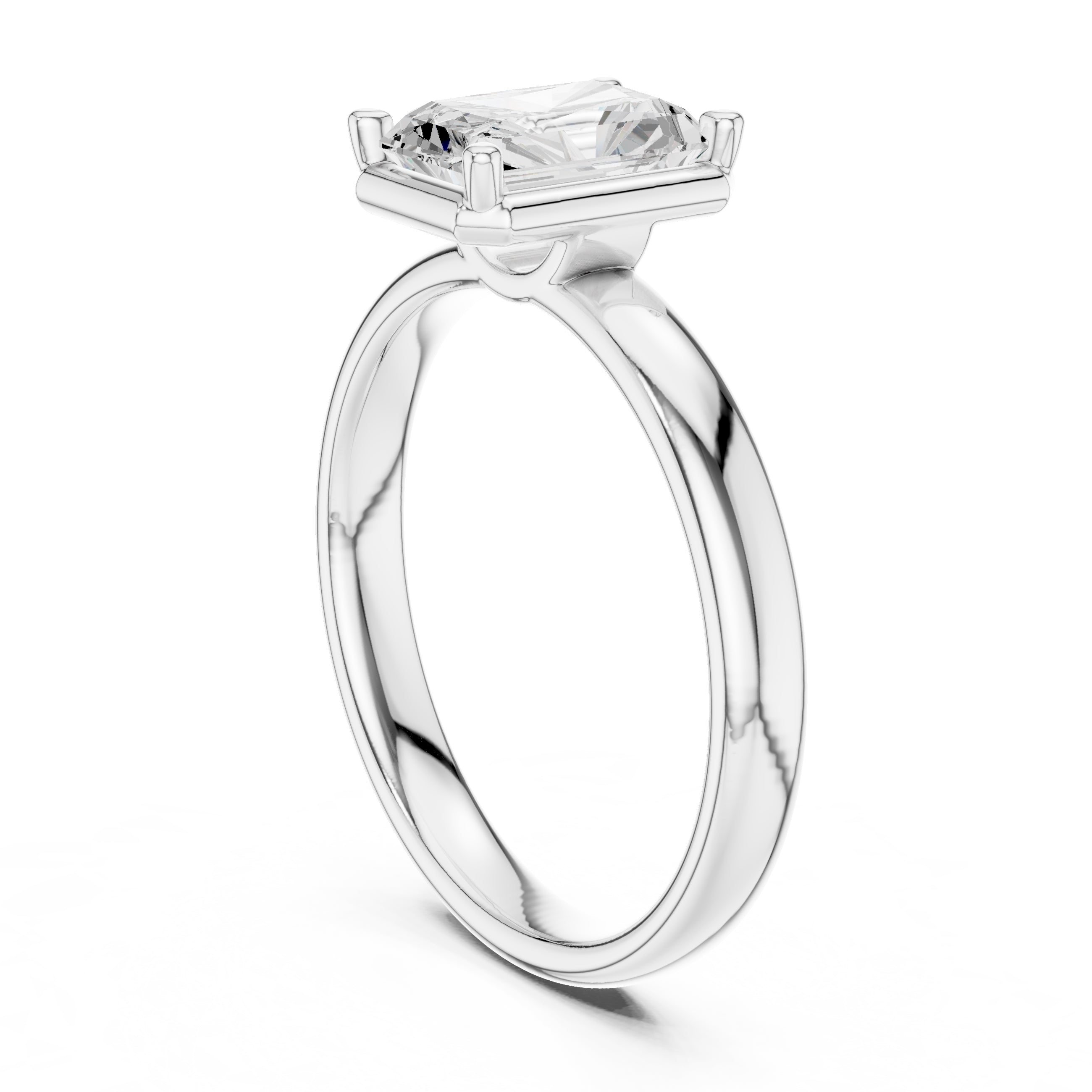 1.50 ct Golden Pillar Solitaire 1.5ct White Gold Radiant