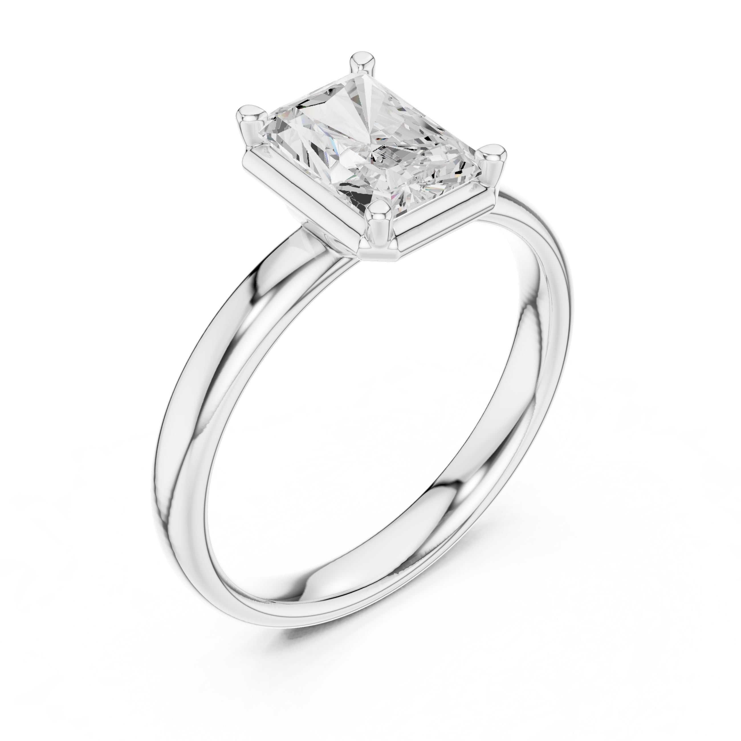 1.50 ct Golden Pillar Solitaire 1.5ct White Gold Radiant