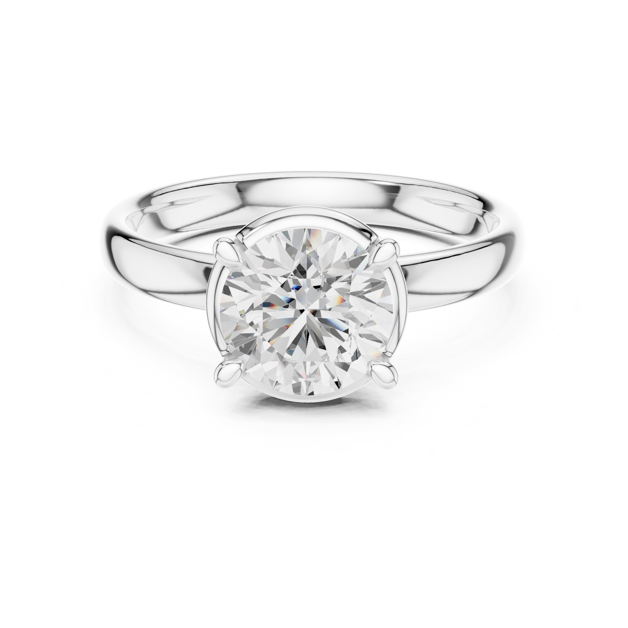 1.50 ct Golden Pillar Solitaire 1.5ct White Gold Round
