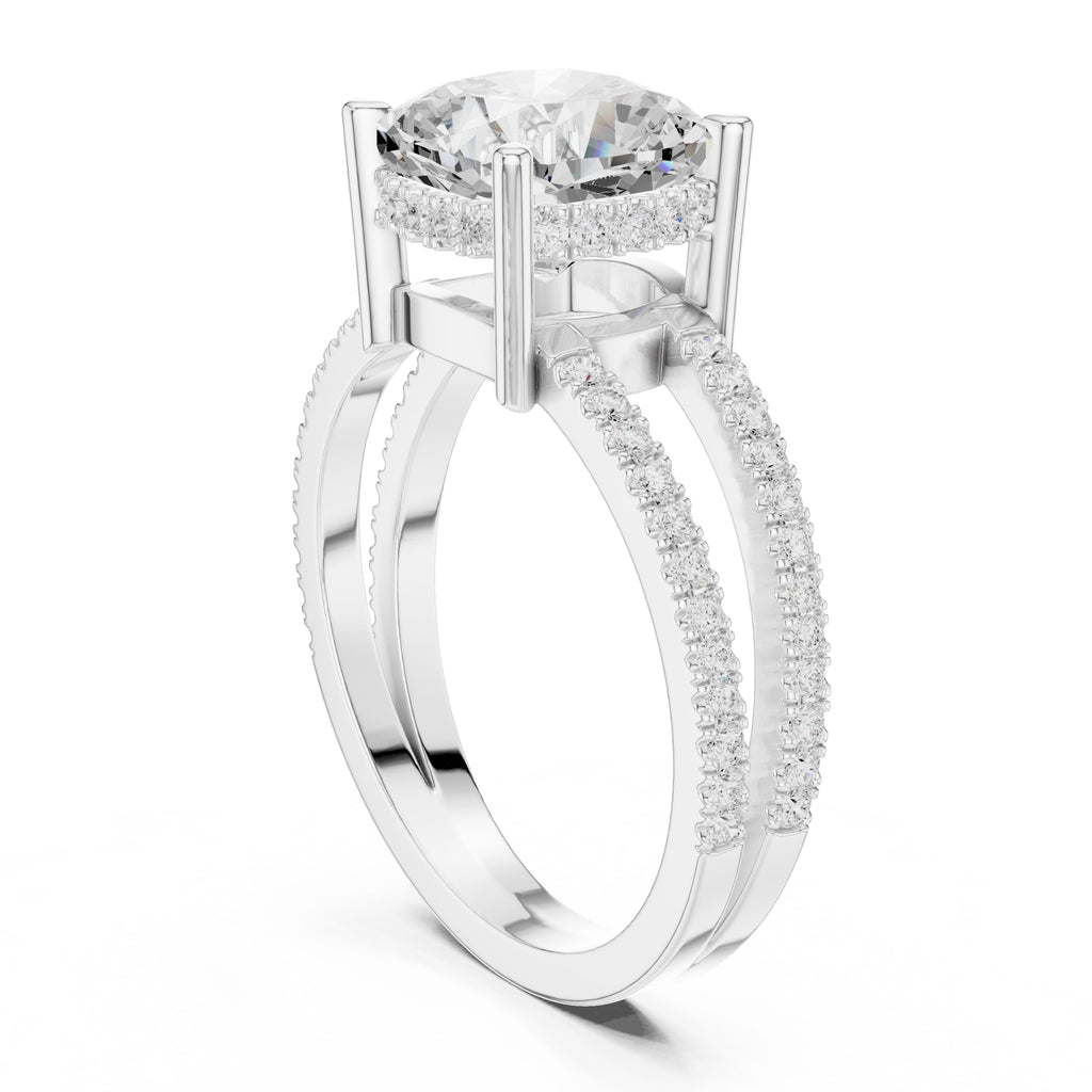 3.00 ct Crowned Bridge Ring 3ct White Gold Cushion