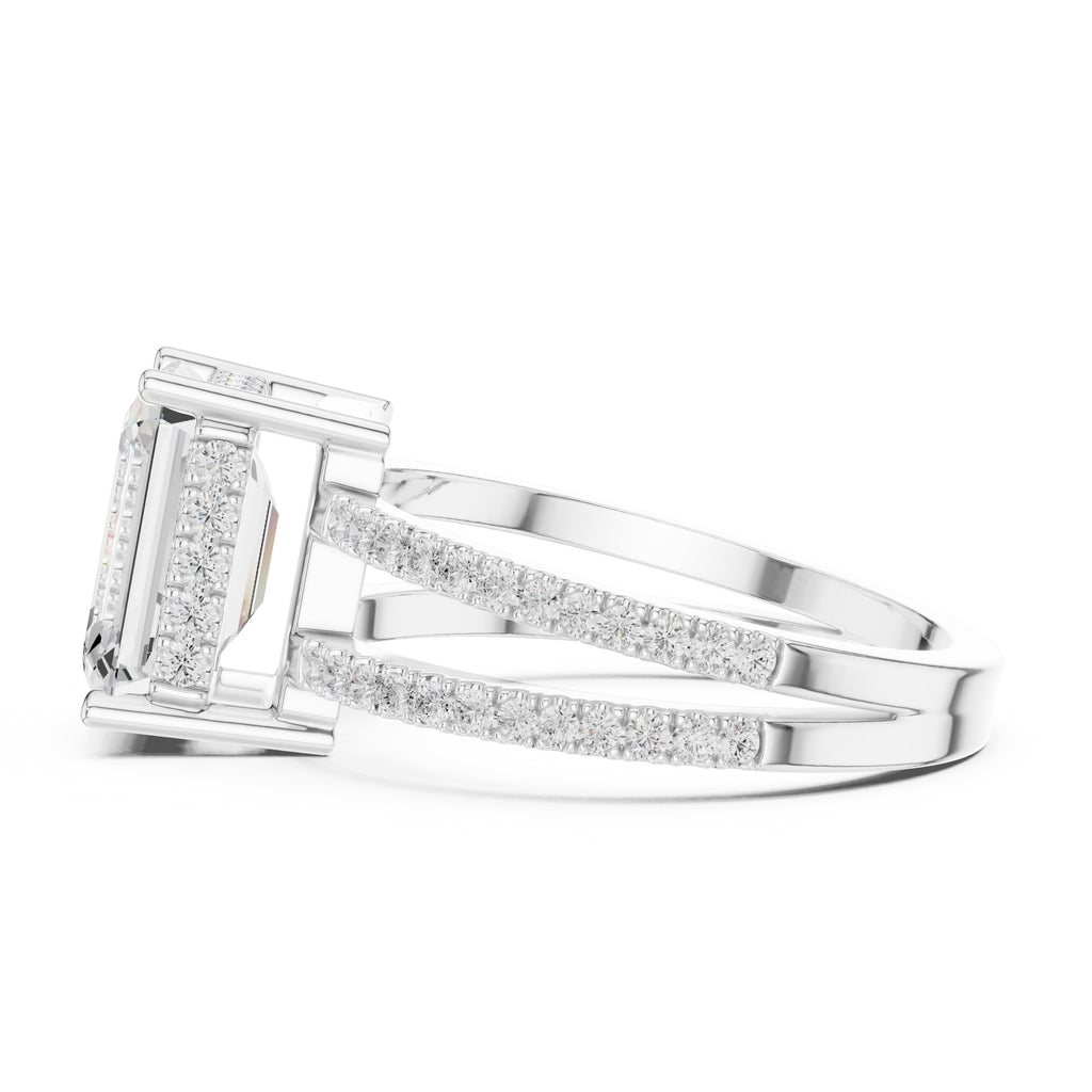 3.00 ct Crowned Bridge Ring 3ct White Gold Emerald