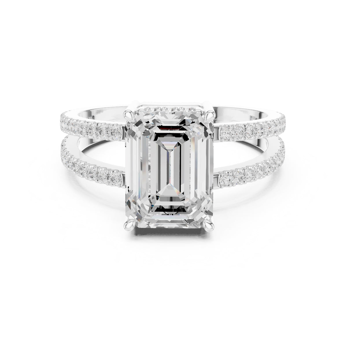 3.00 ct Crowned Bridge Ring 3ct White Gold Emerald
