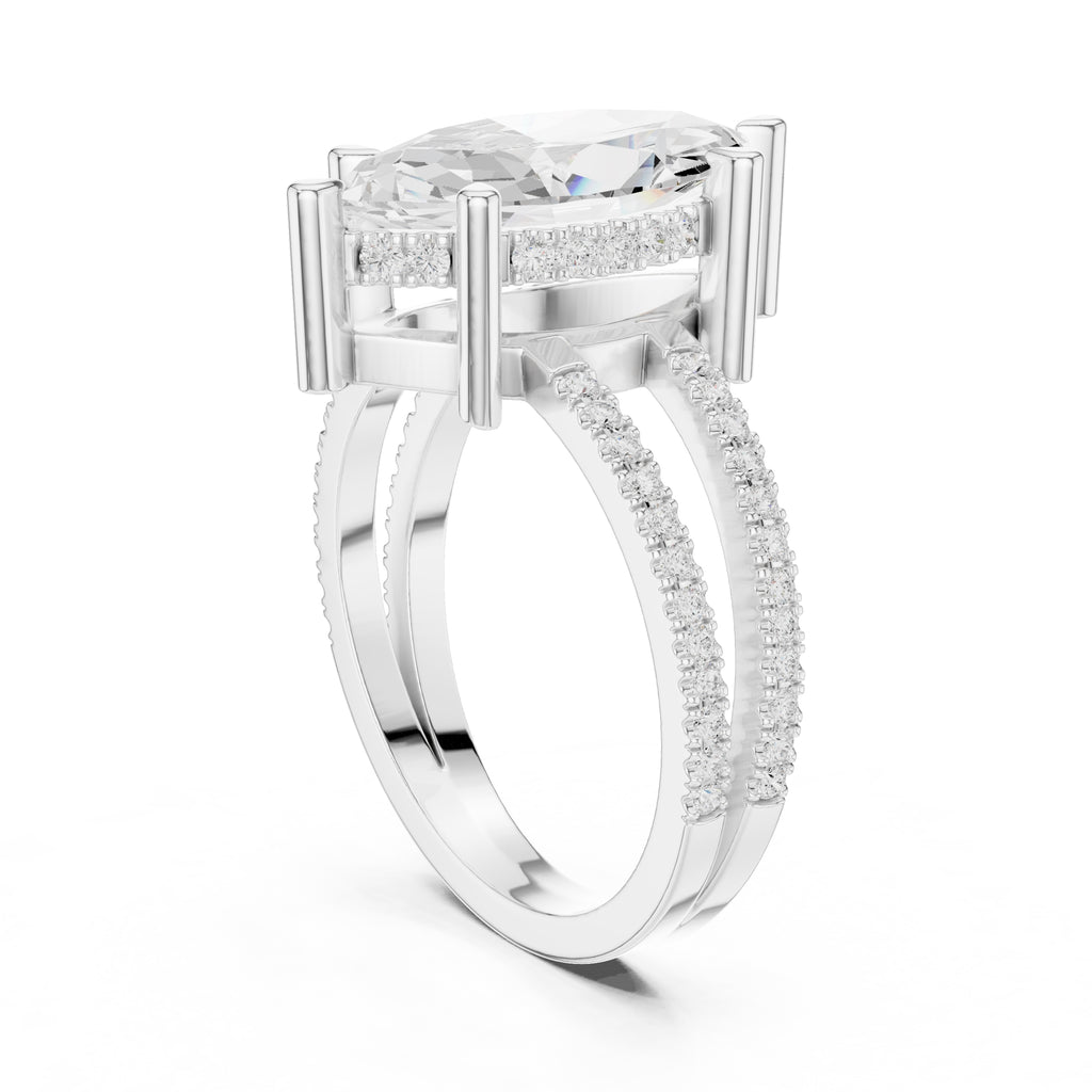 3.00 ct Crowned Bridge Ring 3ct White Gold Marquise
