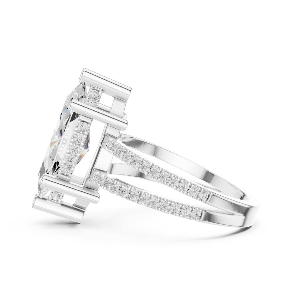 3.00 ct Crowned Bridge Ring 3ct White Gold Marquise