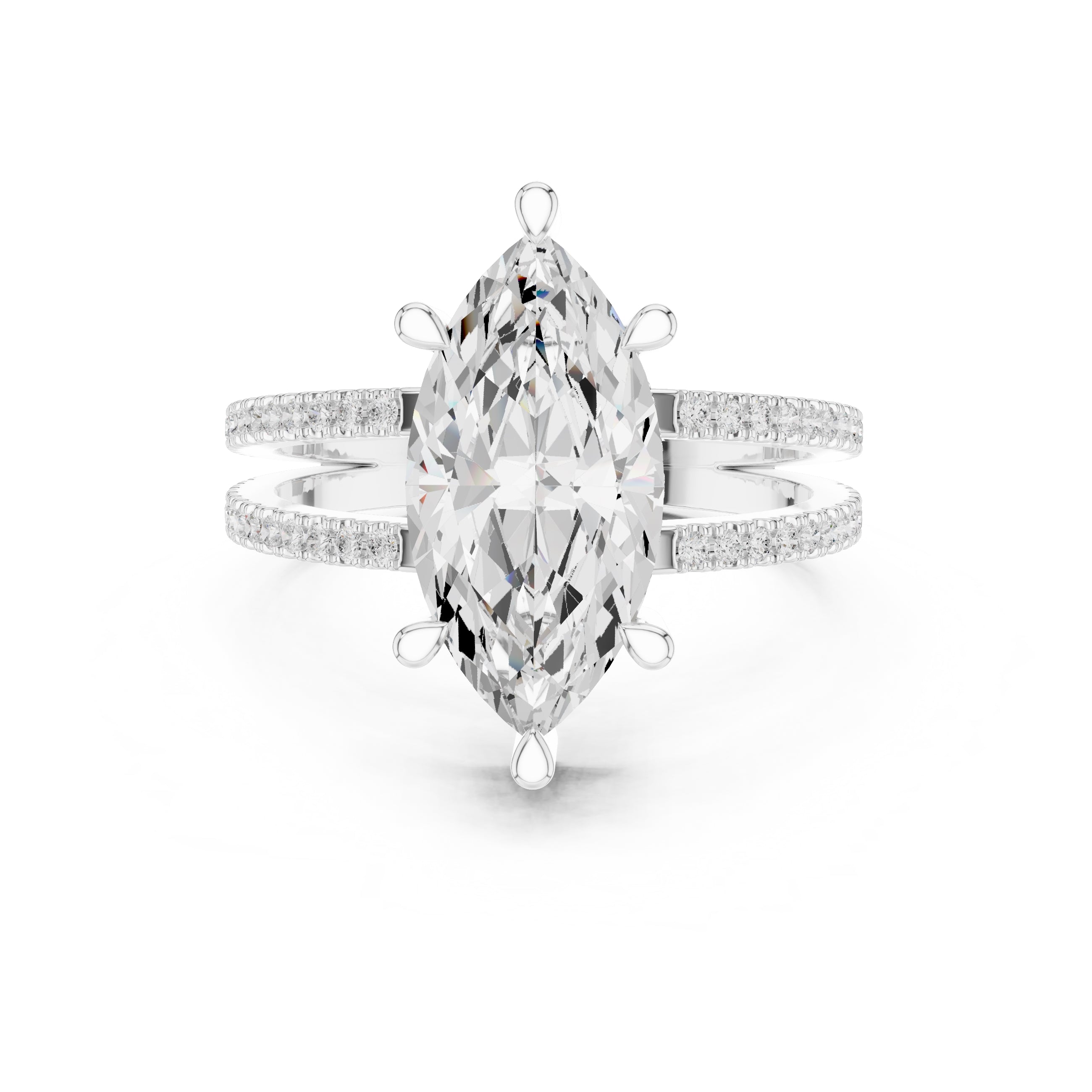 3.00 ct Crowned Bridge Ring 3ct White Gold Marquise