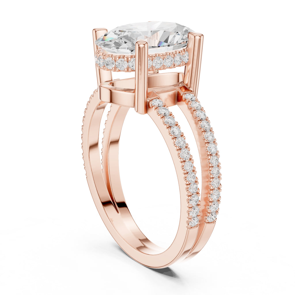 3.00 ct Crowned Bridge Ring 3ct Rose Gold Oval
