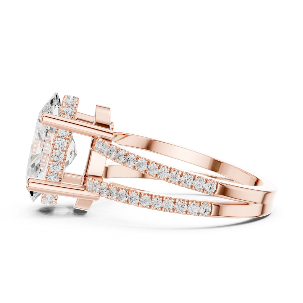 3.00 ct Crowned Bridge Ring 3ct Rose Gold Oval