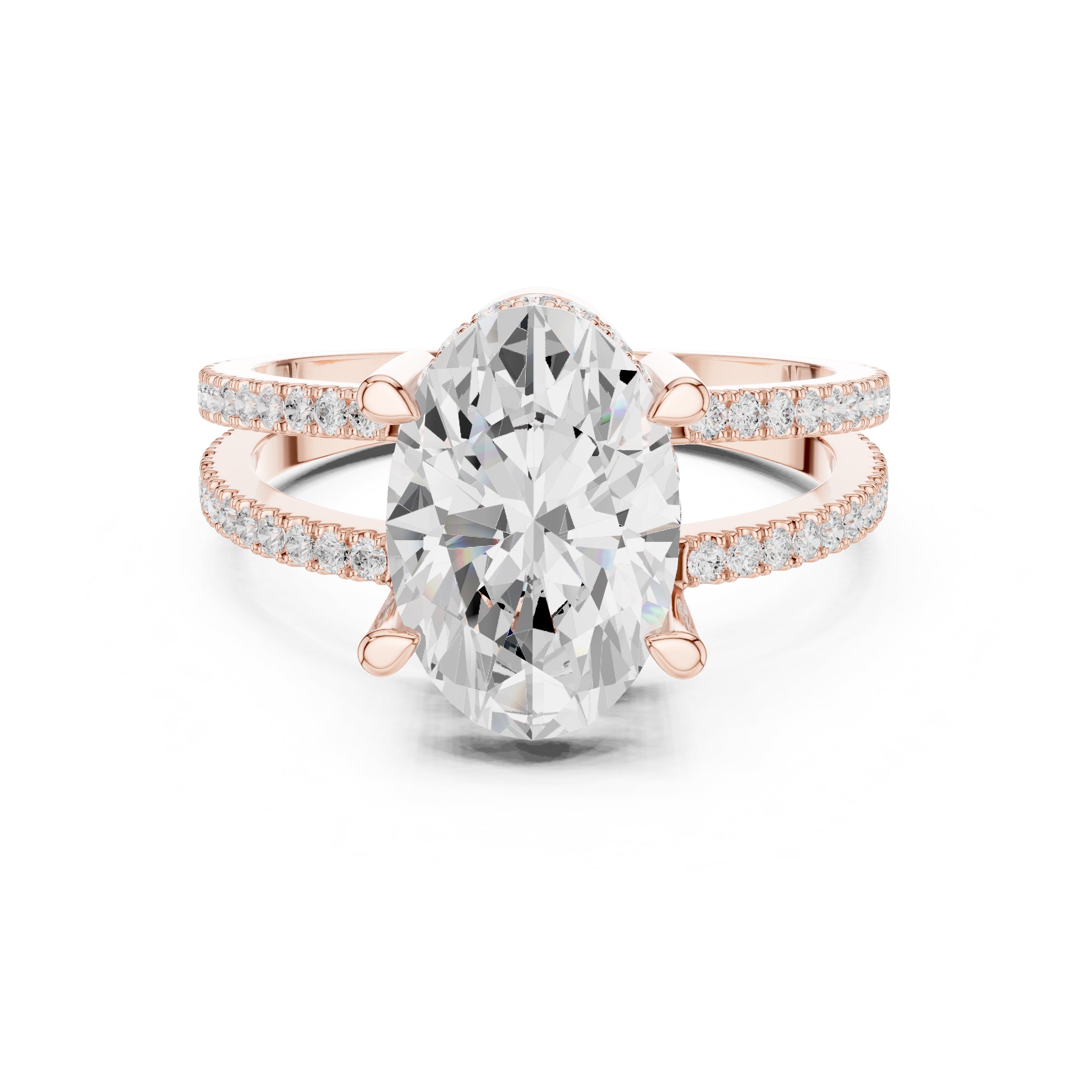 3.00 ct Crowned Bridge Ring 3ct Rose Gold Oval