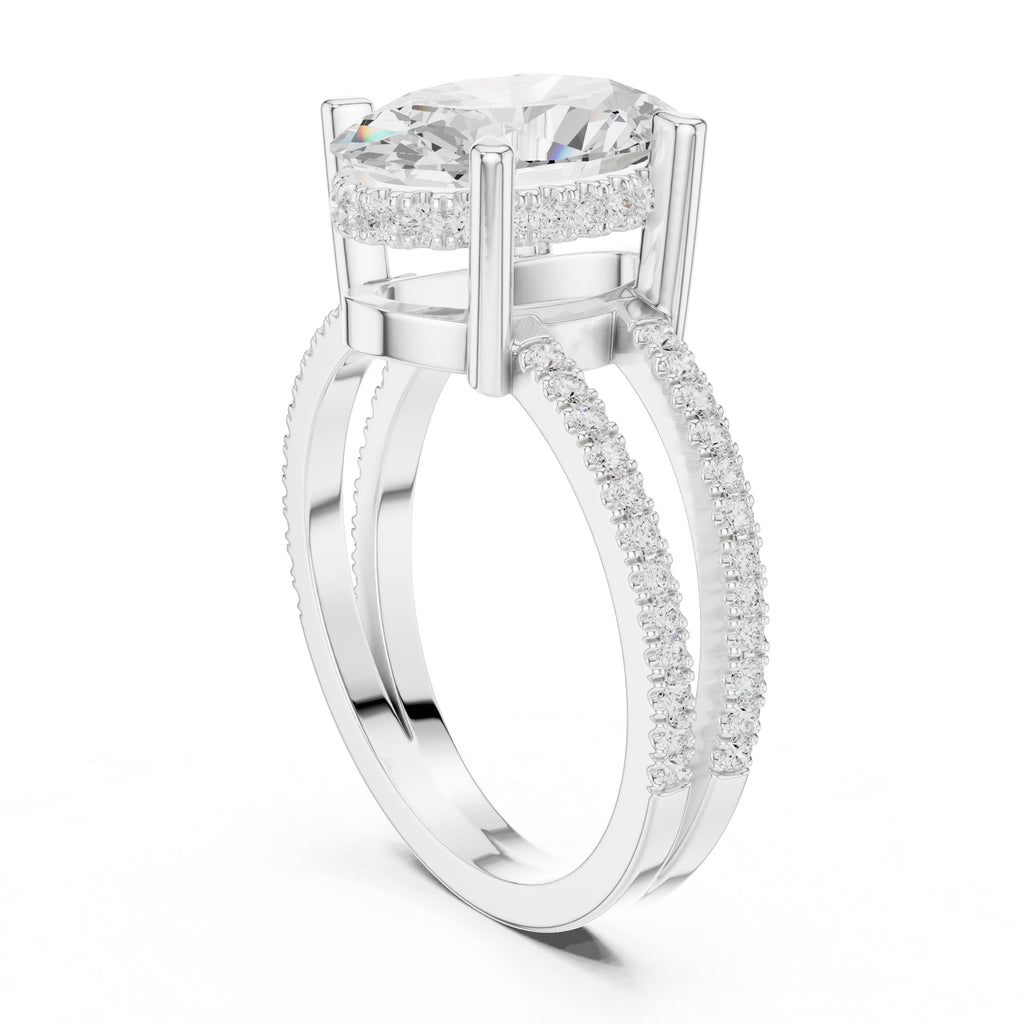 3.00 ct Crowned Bridge Ring 3ct White Gold Oval