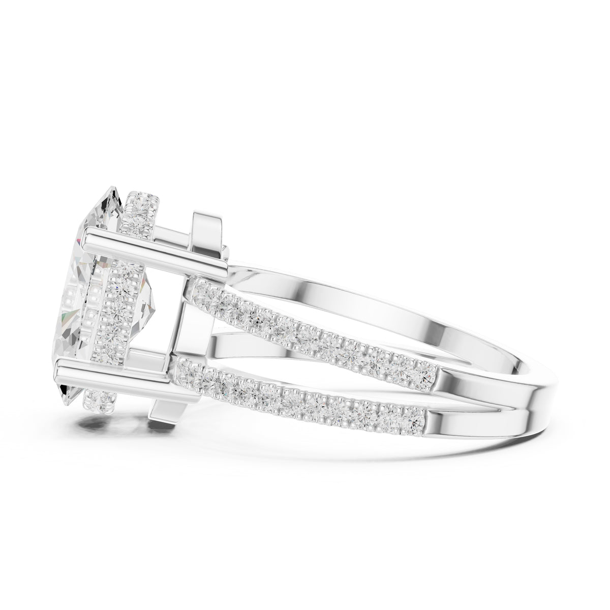 3.00 ct Crowned Bridge Ring 3ct White Gold Oval