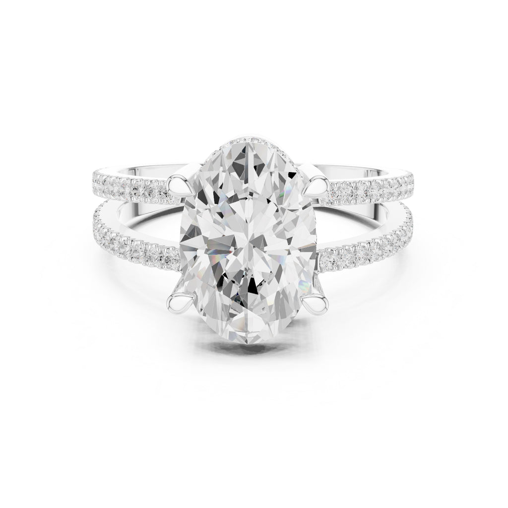 3.00 ct Crowned Bridge Ring 3ct White Gold Oval