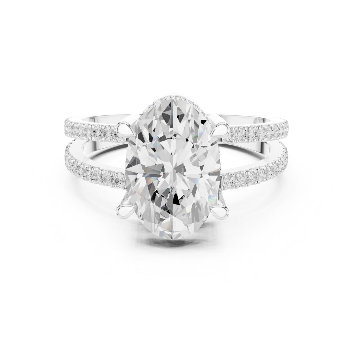 3.00 ct Crowned Bridge Ring 3ct White Gold Oval