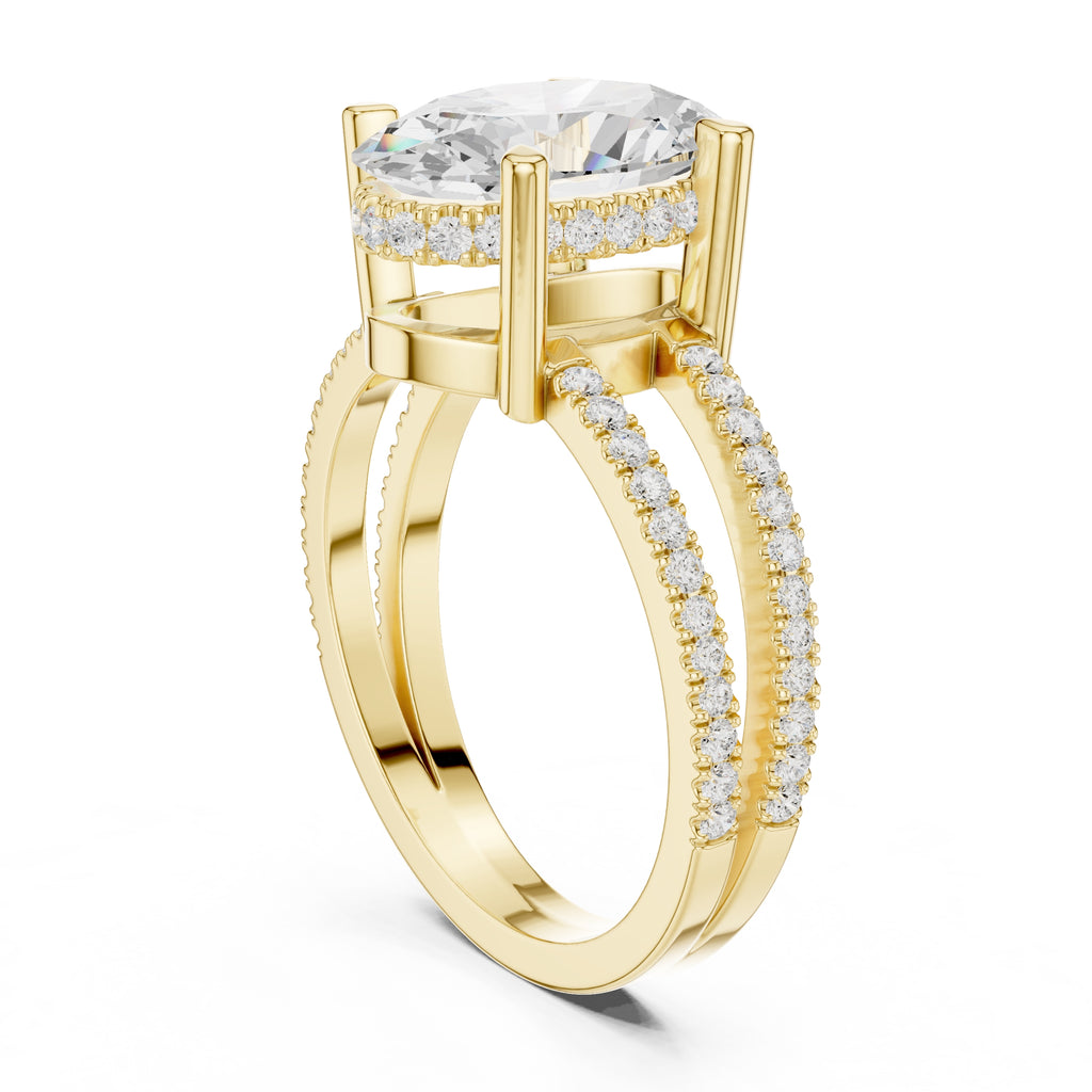 3.00 ct Crowned Bridge Ring 3ct Yellow Gold Oval