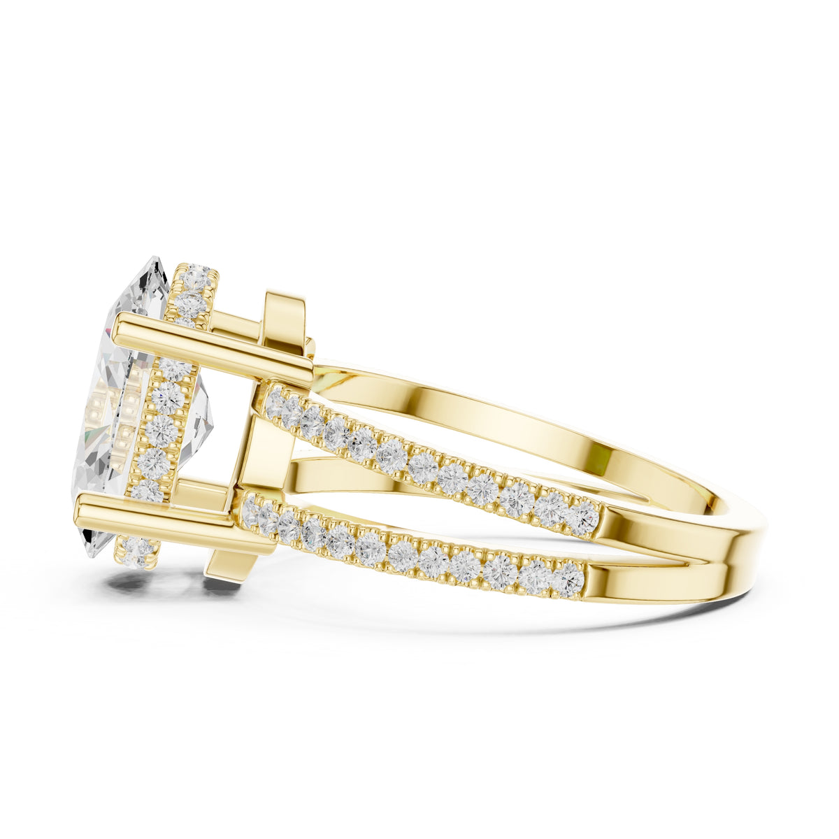 3.00 ct Crowned Bridge Ring 3ct Yellow Gold Oval