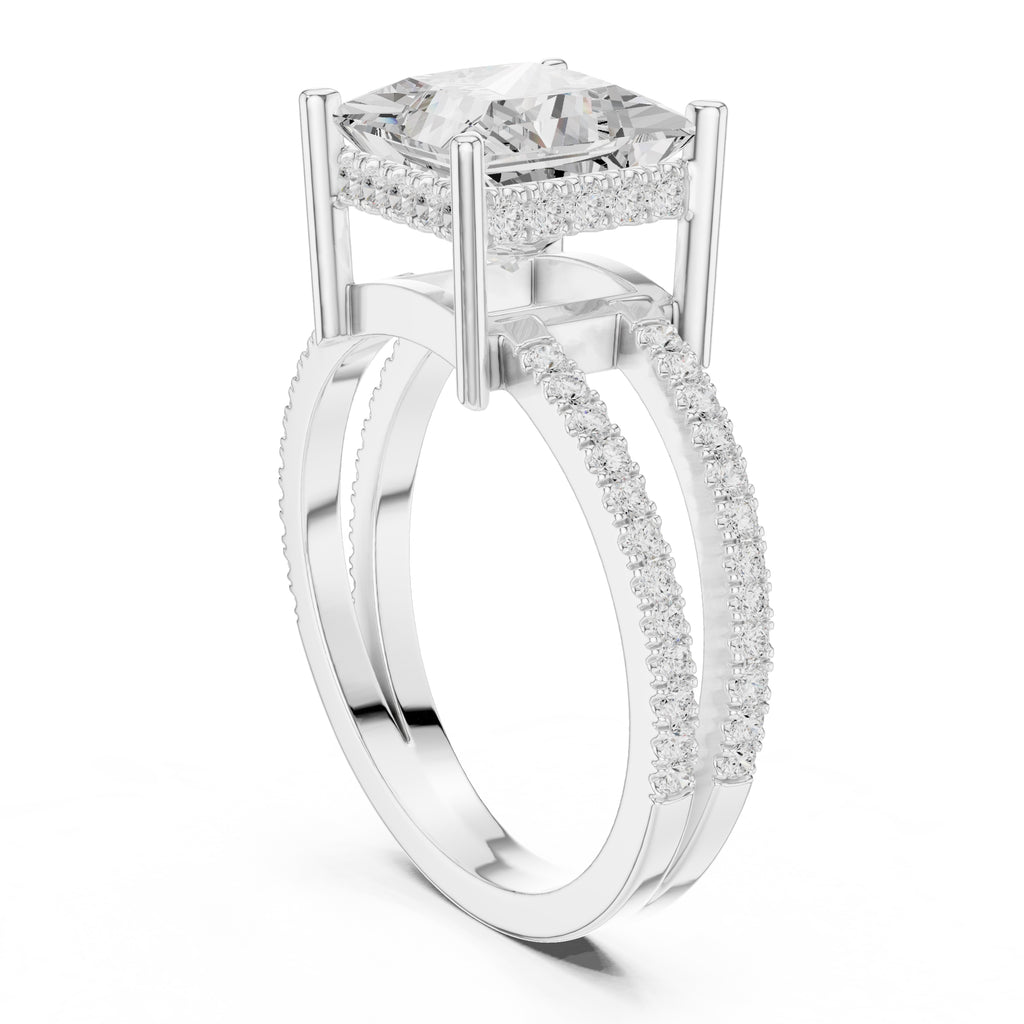 3.00 ct Crowned Bridge Ring 3ct White Gold Princess
