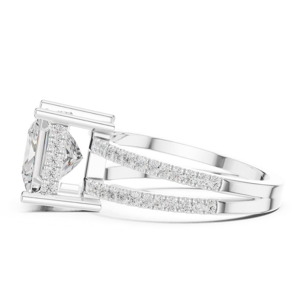 3.00 ct Crowned Bridge Ring 3ct White Gold Princess