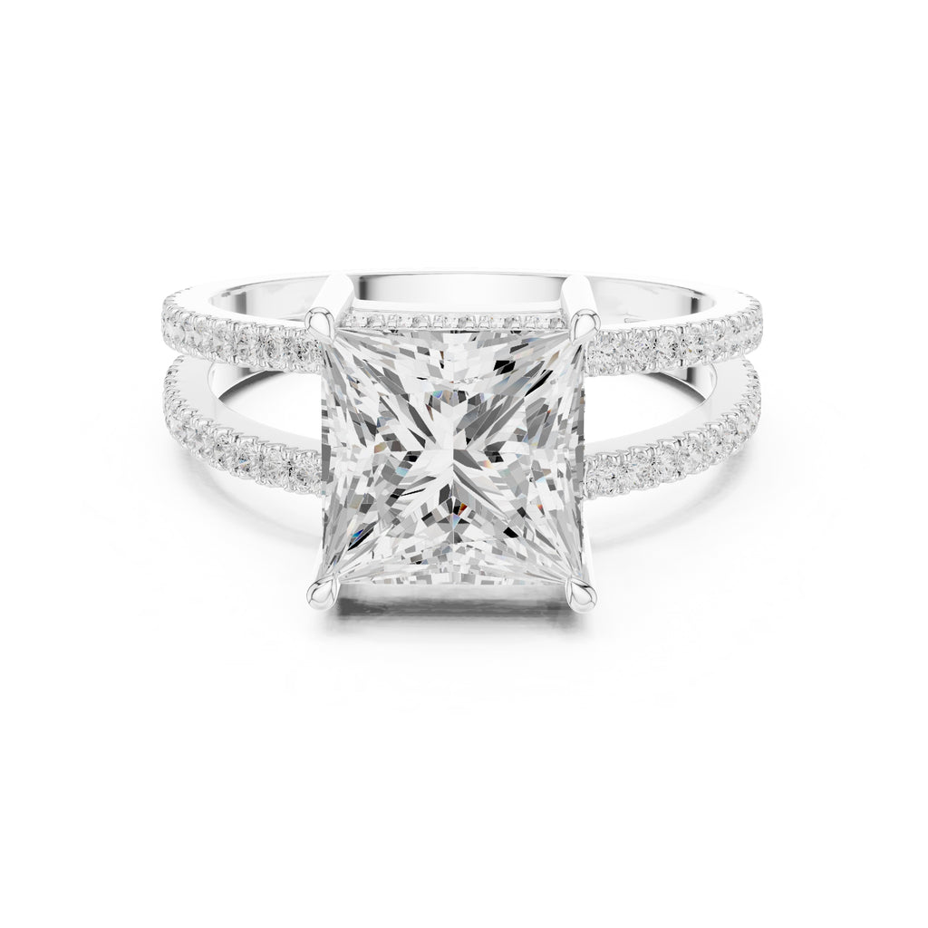 3.00 ct Crowned Bridge Ring 3ct White Gold Princess