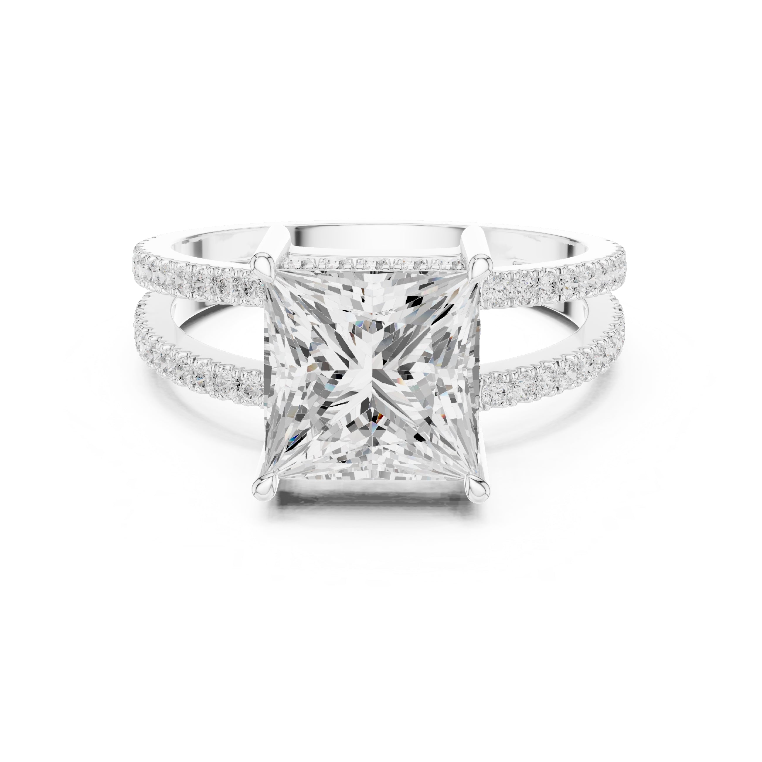 3.00 ct Crowned Bridge Ring 3ct White Gold Princess