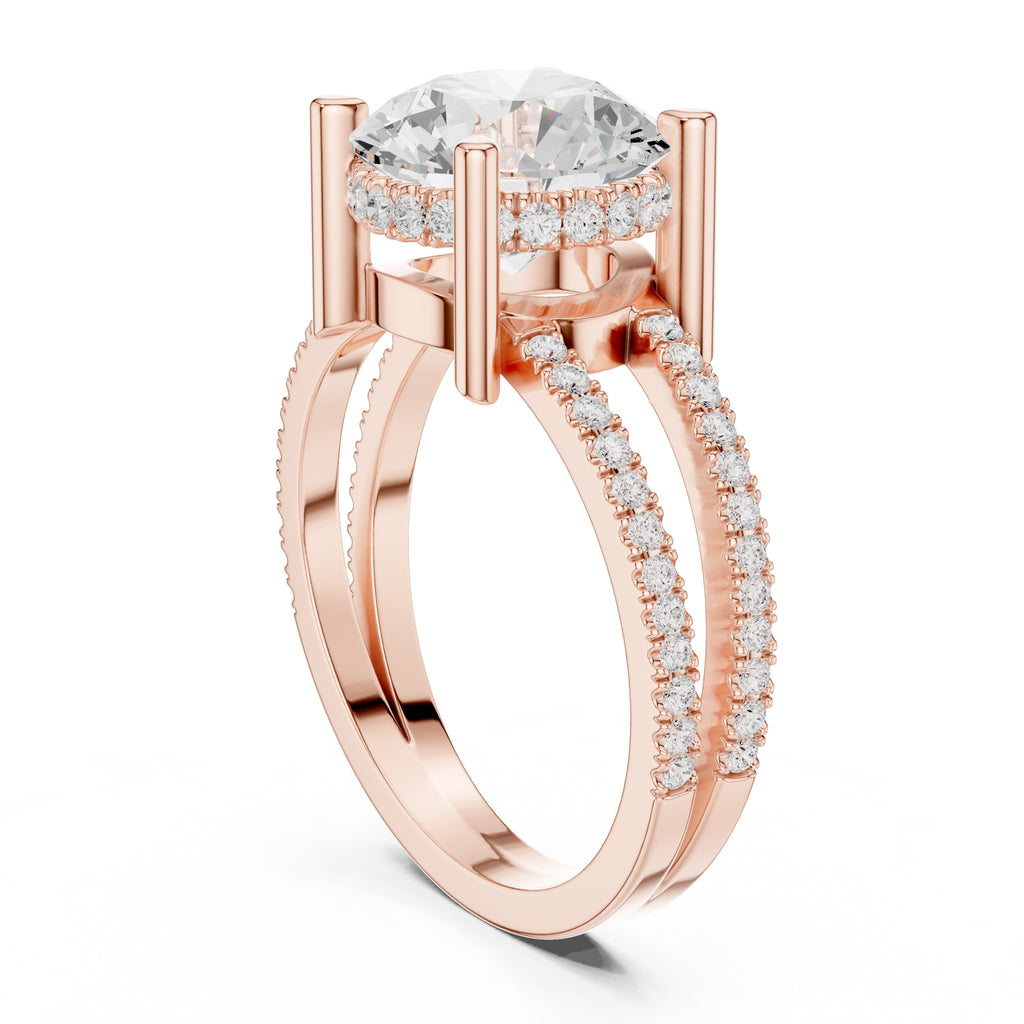 3.00 ct Crowned Bridge Ring 3ct Rose Gold Round