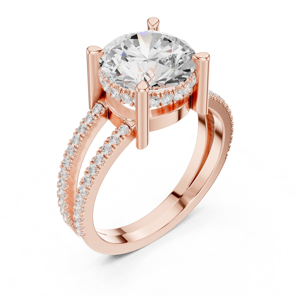 3.00 ct Crowned Bridge Ring 3ct Rose Gold Round