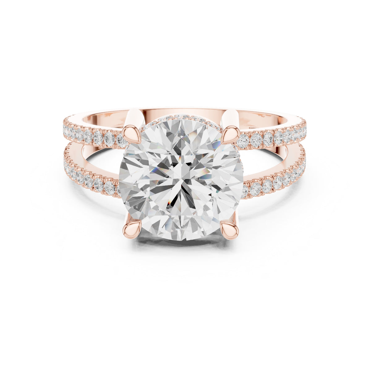 3.00 ct Crowned Bridge Ring 3ct Rose Gold Round