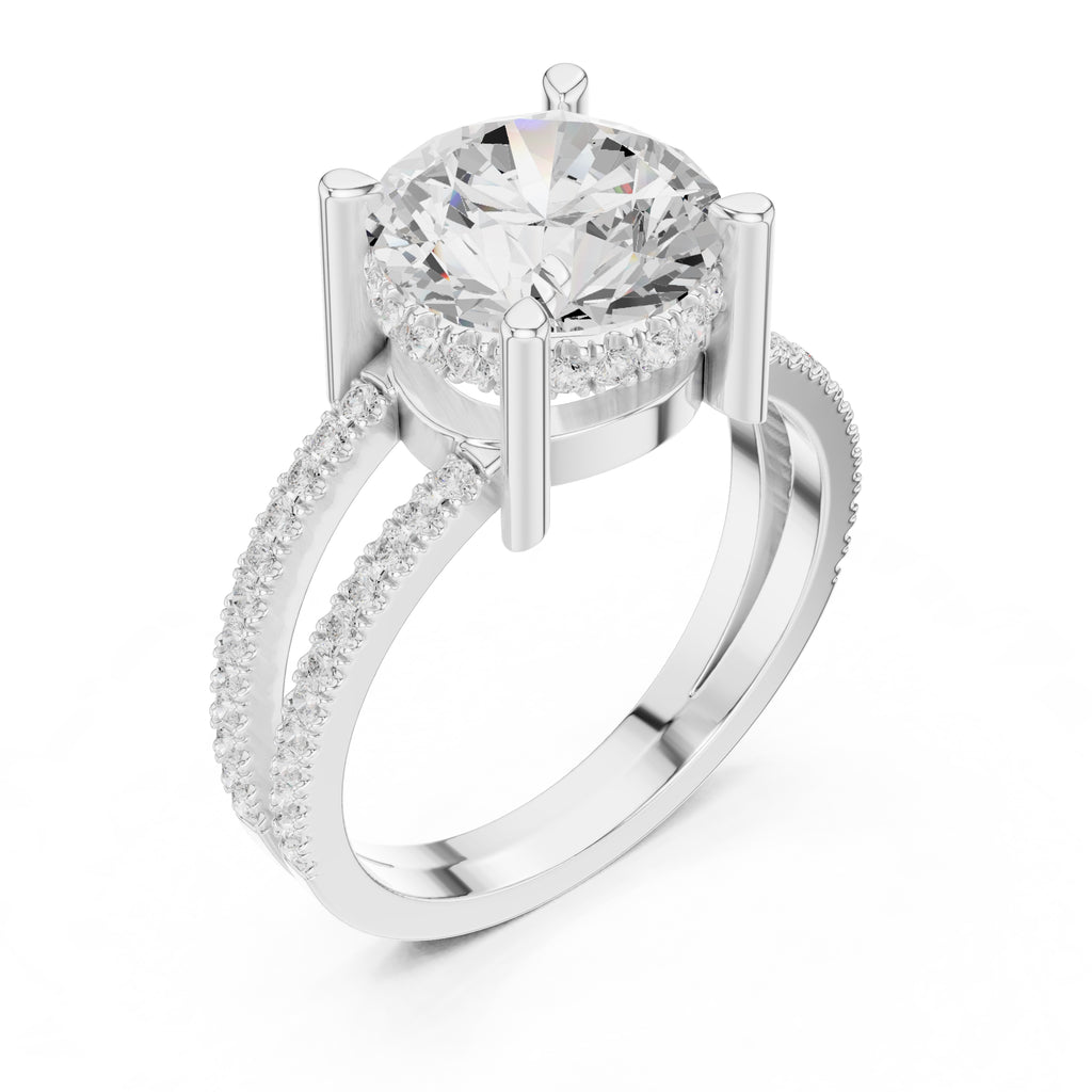 3.00 ct Crowned Bridge Ring 3ct White Gold Round