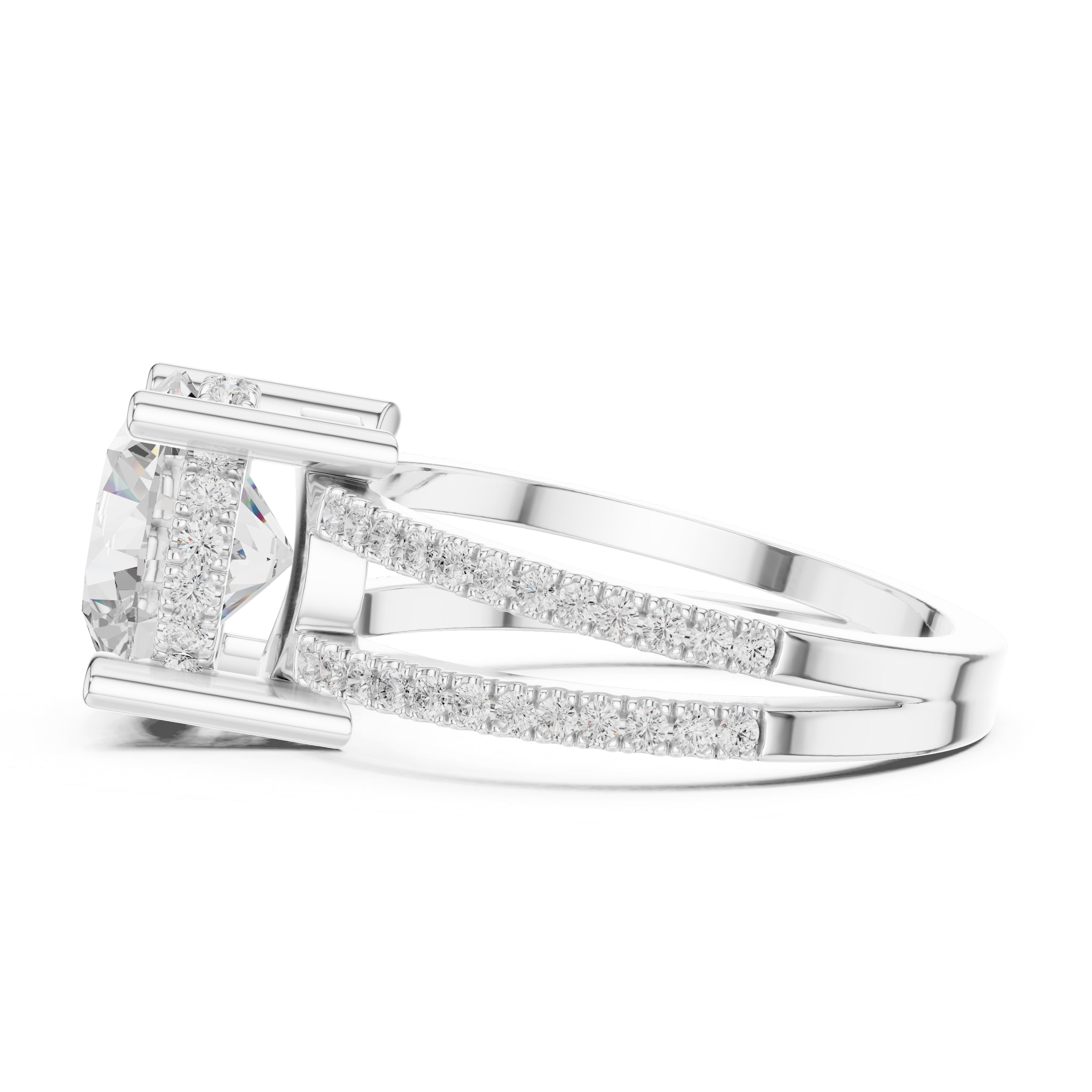 3.00 ct Crowned Bridge Ring 3ct White Gold Round