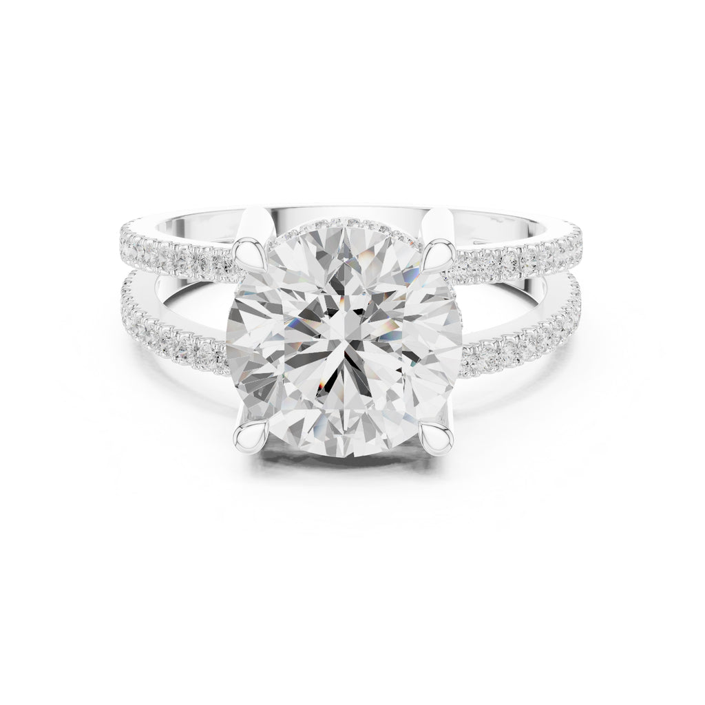 3.00 ct Crowned Bridge Ring 3ct White Gold Round