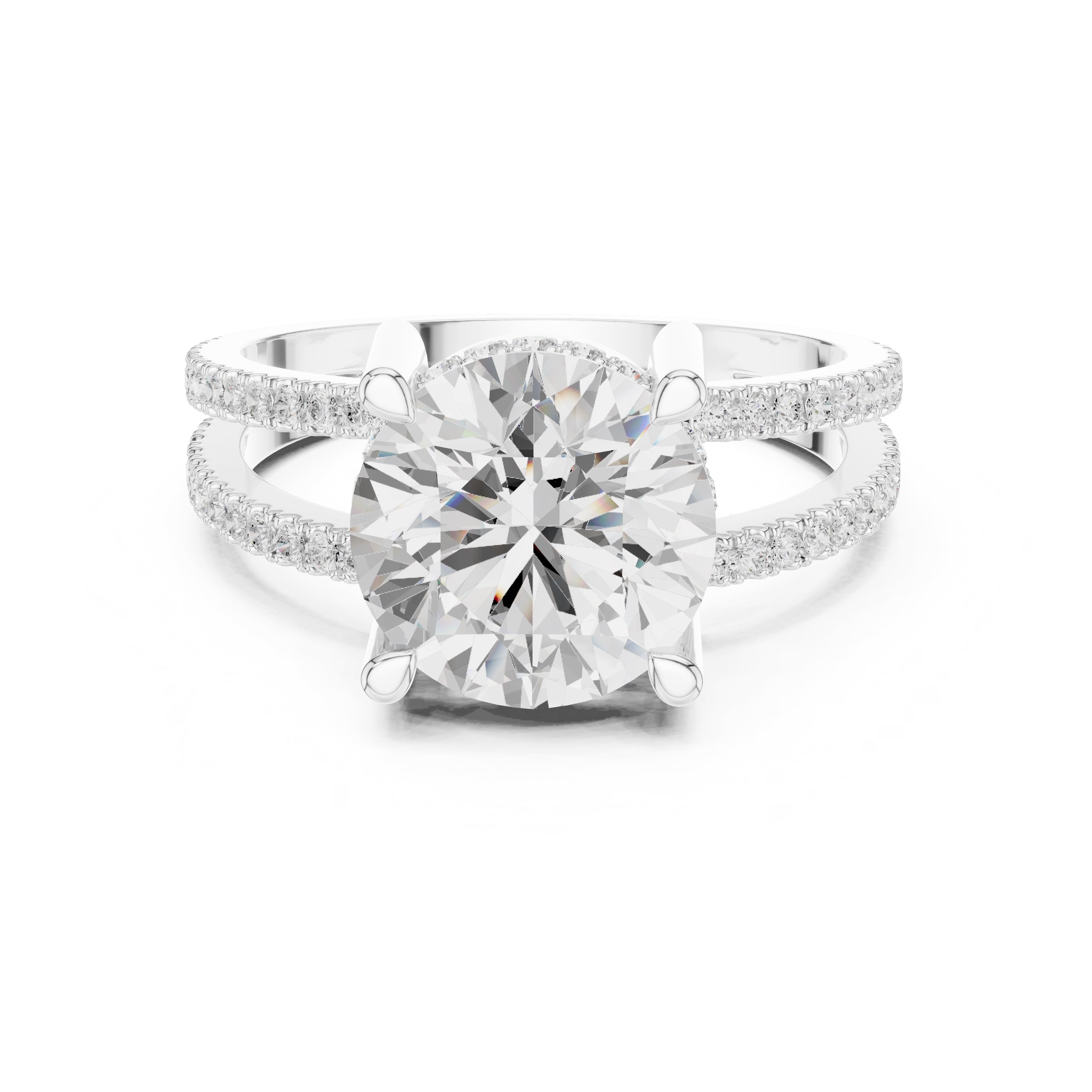 3.00 ct Crowned Bridge Ring 3ct White Gold Round